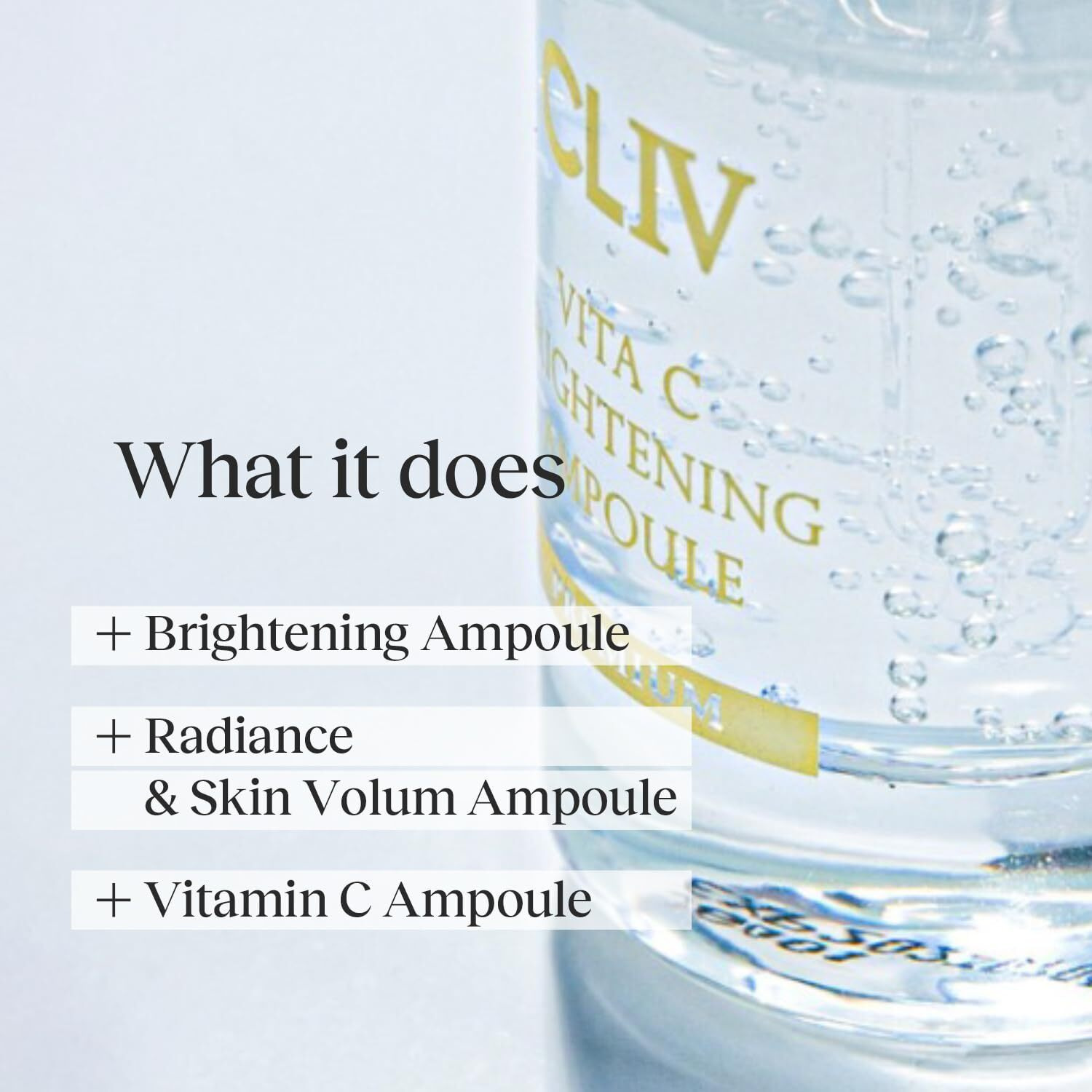 Cliv Vita C Brightening Ampoule Facial Serum | 85% Lemon Water | Skin Dullness Treatment | Vitamin Skincare |Skin Refreshing Serum | Korean Skincare (1.01 Fl Oz, 30Ml)