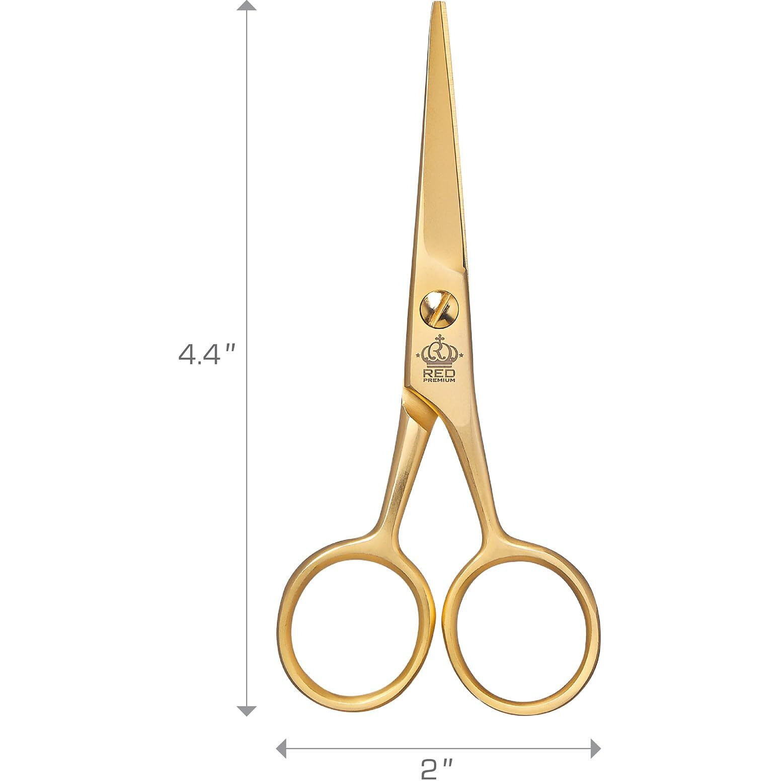 Red By Kiss Premium Stainless Steel Men Beard Shear, Grooming Facial Hair Trimmer Scissors With Sharp Edge For Mustache Beard & Sideburns Precision, No Pulling, Control & Comfort With Perfect Size