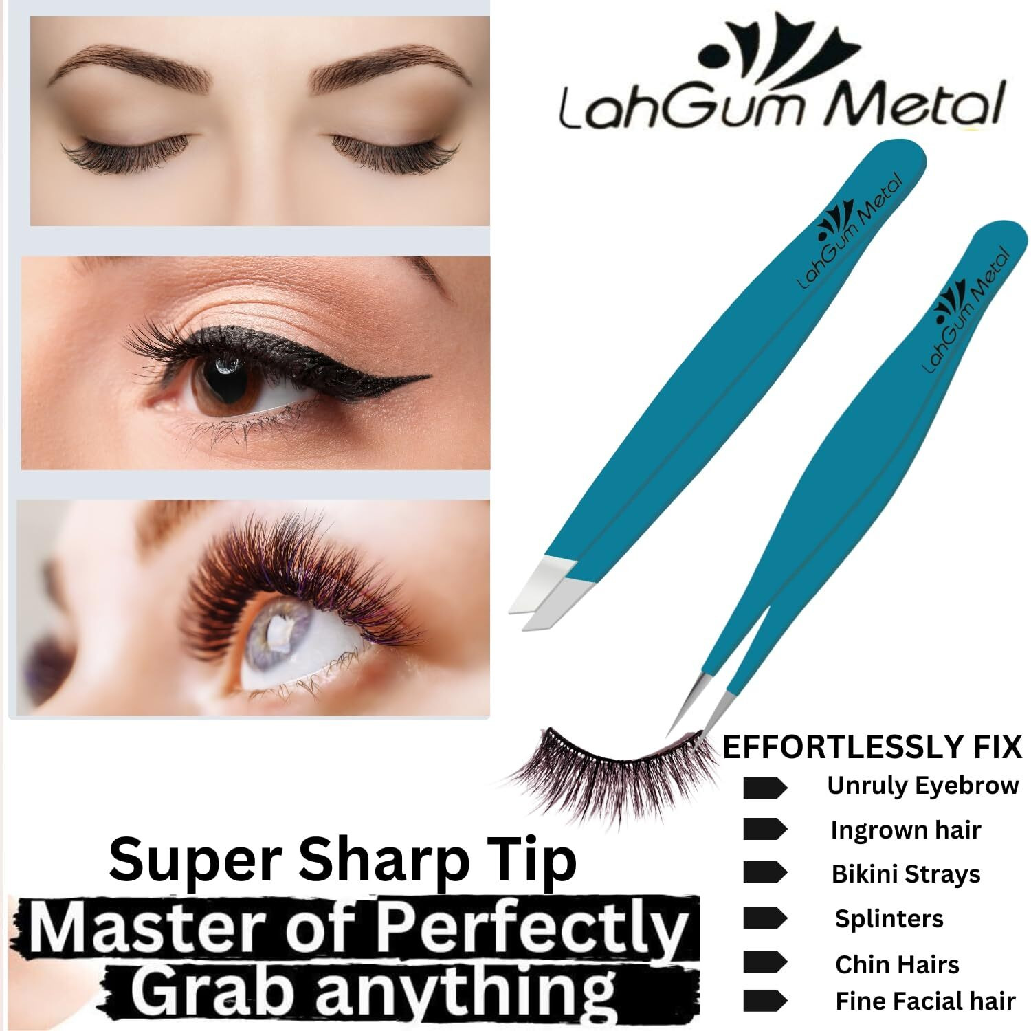 Best Tweezers For Eyebrows Professional Tweezers For Women Facial Hair Ingrown, Chin Hair Plucker Hair Remover, Sharp Slanted Eyebrow Clippers Precision Set For Women & Men, Pointy Splinter Removal
