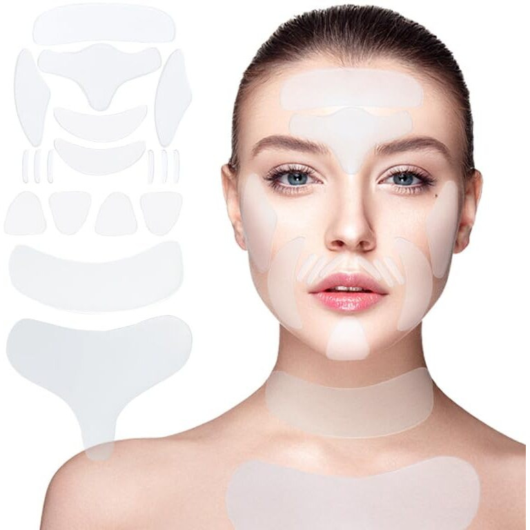 Stasover 18 Pcs Wrinkle Patches,Reusable Silicone Face, Forehead, Neck & Chest Wrinkle Pads - Anti Aging Overnight Facial Smoothing Pads For Fine Lines, Decollete Care, Skin Rejuvenation