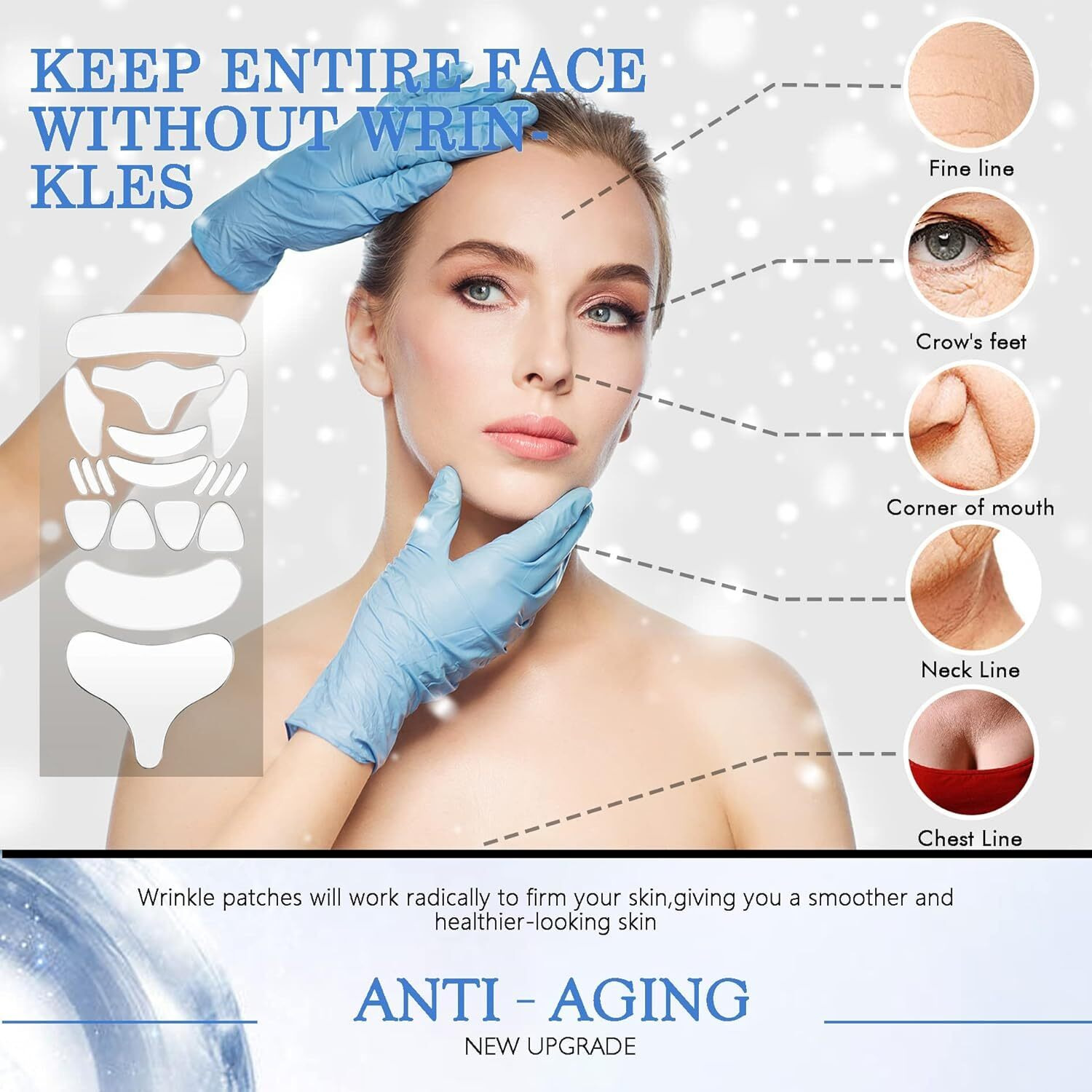 Stasover 18 Pcs Wrinkle Patches,Reusable Silicone Face, Forehead, Neck & Chest Wrinkle Pads - Anti Aging Overnight Facial Smoothing Pads For Fine Lines, Decollete Care, Skin Rejuvenation