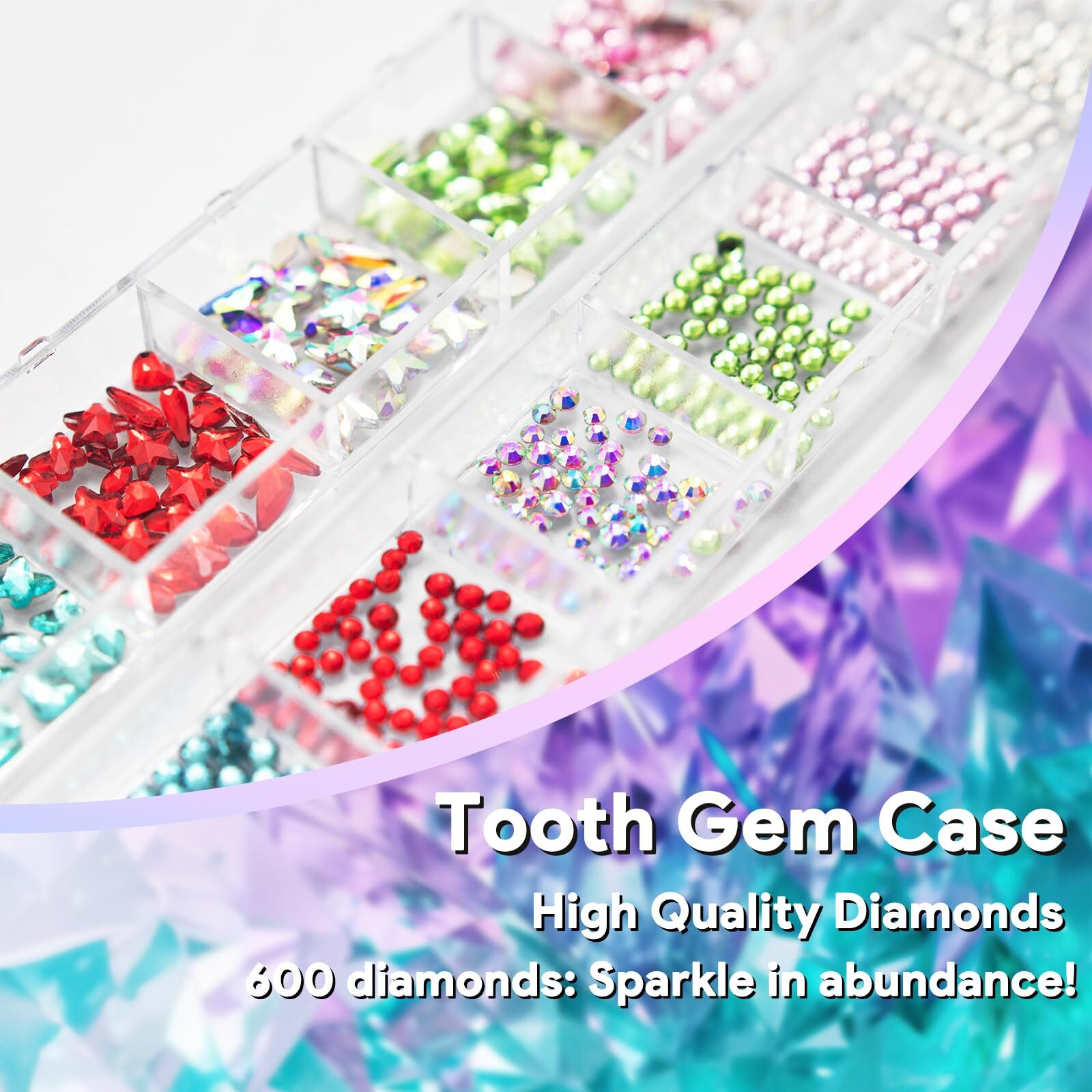 Plainfylora 40 Pieces Brilliant Crystal Tooth Gem Kit For Diy Sparkling Smile Jewelry Making Kits