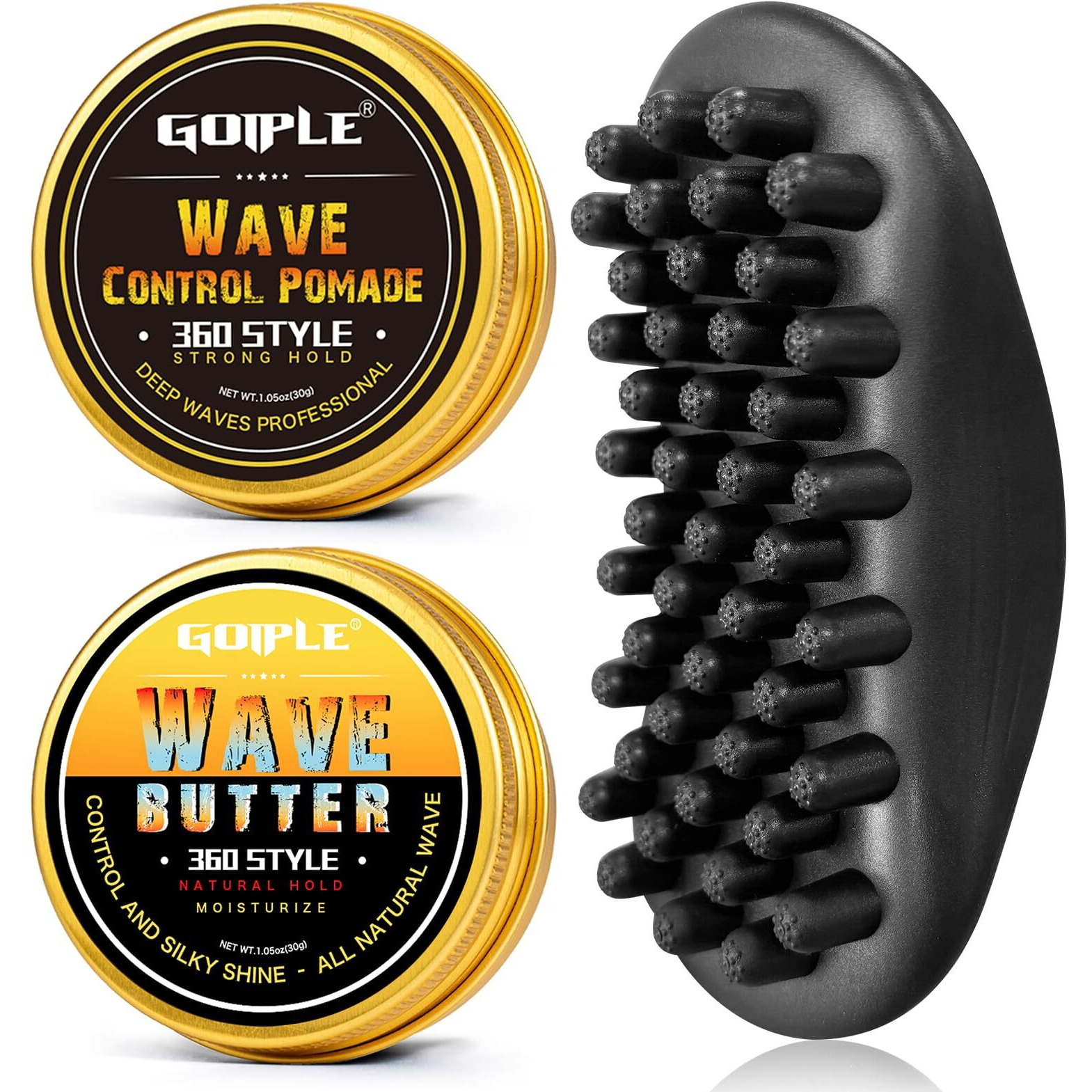 Wave Pomade Hair Twist Sponge Brush Twist Styler For Black Men, Washable Afro Curl Sponge Racket For Barbers & Daily Use, Ideal For Curly, Rubber Large Tooth Brush Hair Pomade Styling Set