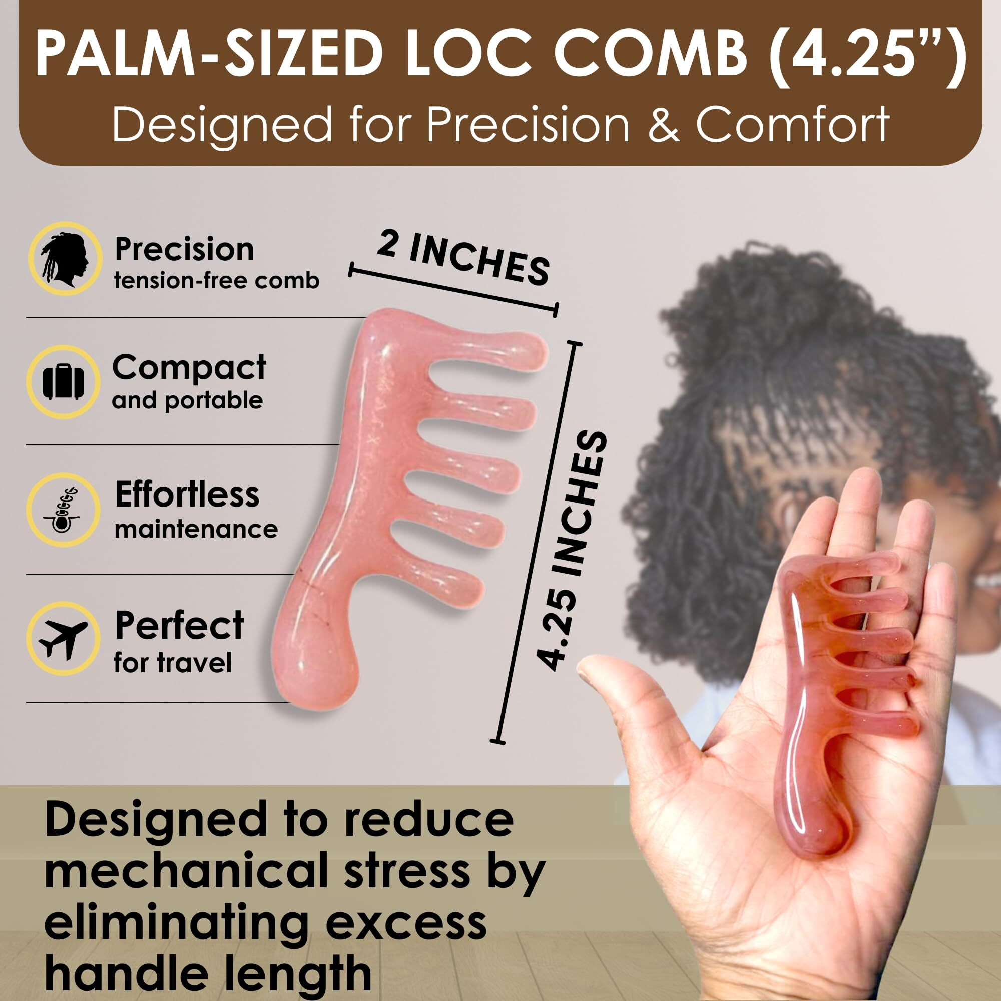 Loc Comb - Scalp Massager | Gua Sha Hair Care Inspired Wide Tooth Comb For Curls - Head Massager For Hair Growth, Hair Detangler For Women, Men By Nvlx Labs