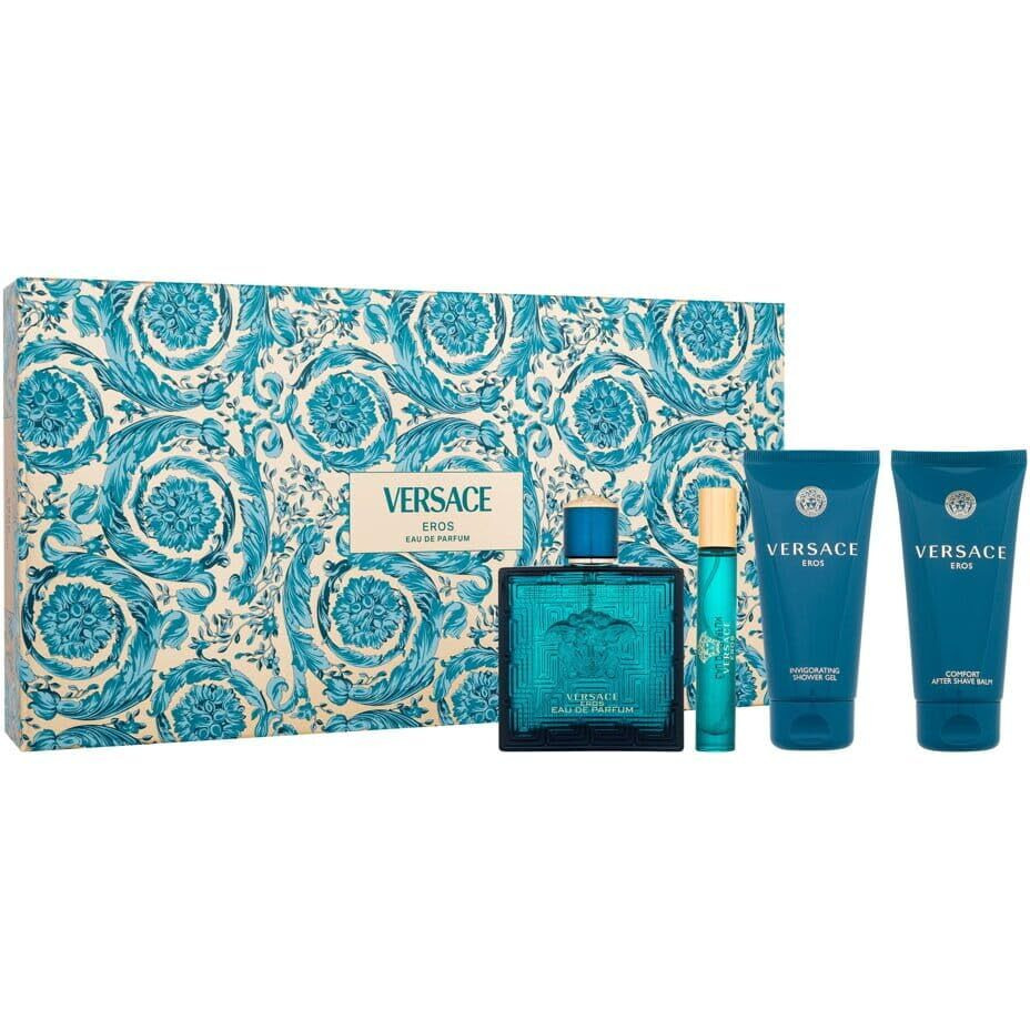 Versace Eros For Men - 4 Pc Gift Set 3.4Oz Edp Spray, 2.5Oz Shower Gel, 2.5Oz After Shave Balm, 0.33Oz Edp Spray