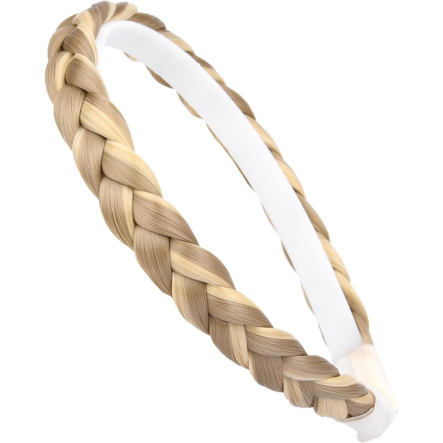 Oplira Braided Headband With Teeth Braids Hairband With Tooth Synthetic Hair Band Plaited Hairband For Women (Buttered Toast-0.6 Inches)