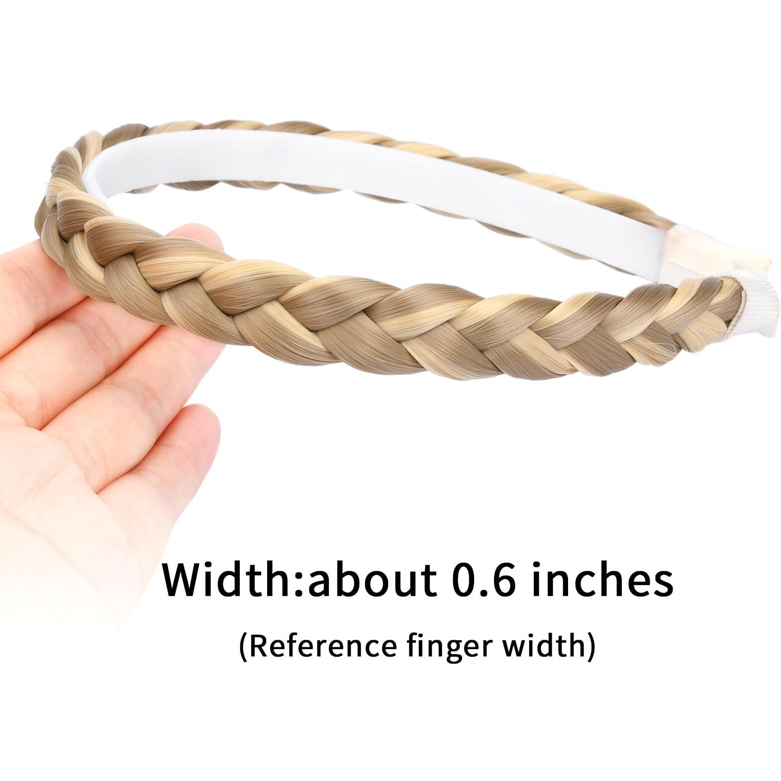 Oplira Braided Headband With Teeth Braids Hairband With Tooth Synthetic Hair Band Plaited Hairband For Women (Buttered Toast-0.6 Inches)