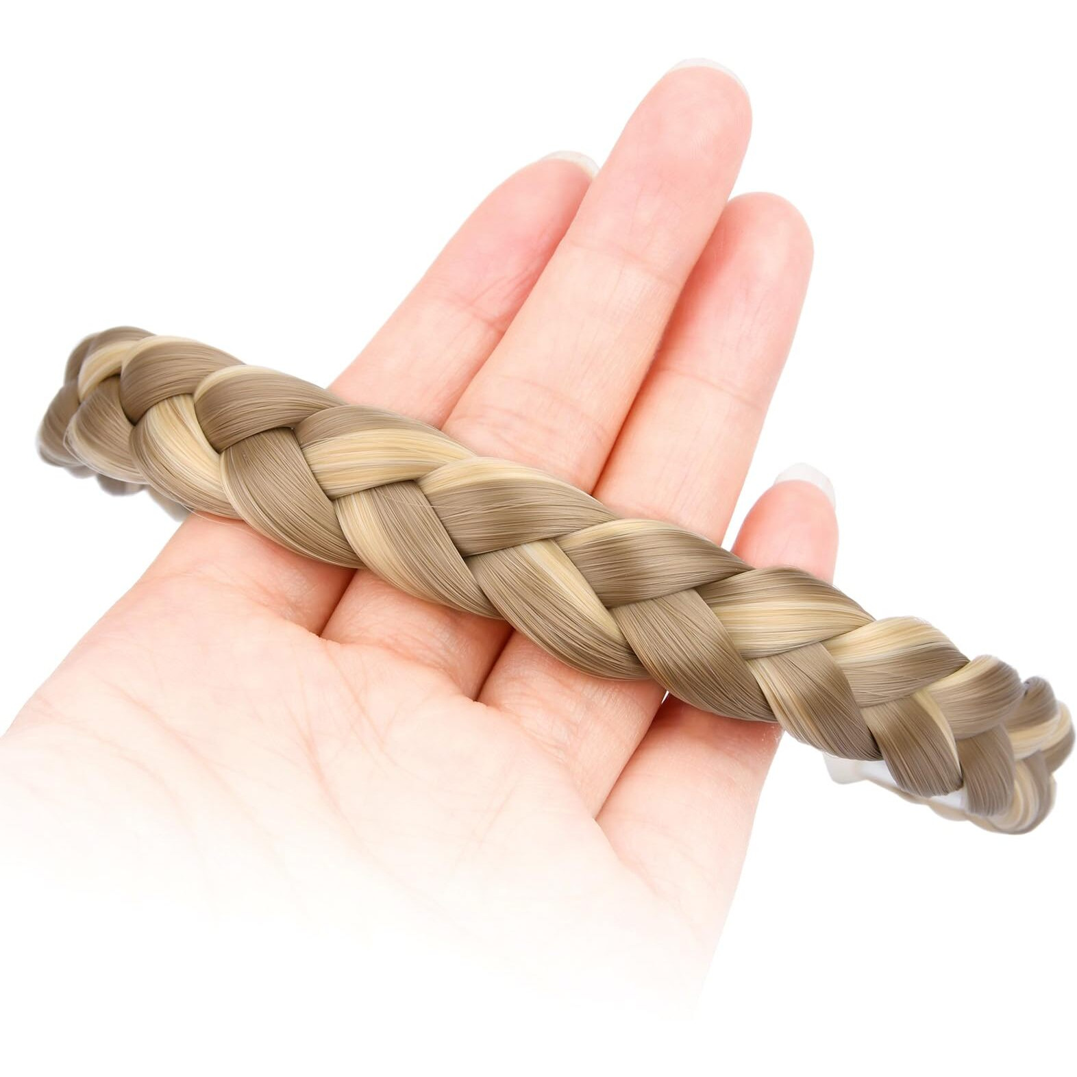 Oplira Braided Headband With Teeth Braids Hairband With Tooth Synthetic Hair Band Plaited Hairband For Women (Buttered Toast-0.6 Inches)