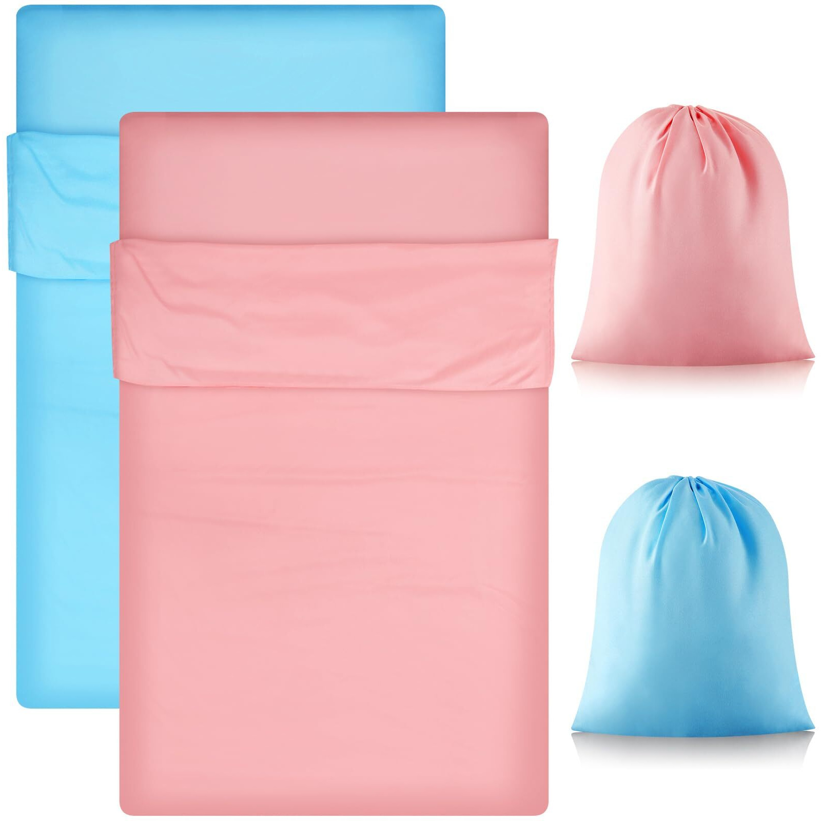 Irenare 2 Pcs Self Tan Sleep Sack Reusable Body Self Tanners Lightweight Breathable Tanning Sleeping Sac For Bed Travel Sleeping Bag (Pink, Blue)