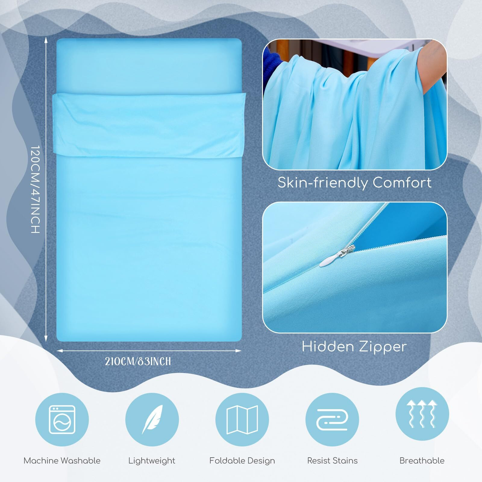 Irenare 2 Pcs Self Tan Sleep Sack Reusable Body Self Tanners Lightweight Breathable Tanning Sleeping Sac For Bed Travel Sleeping Bag (Pink, Blue)