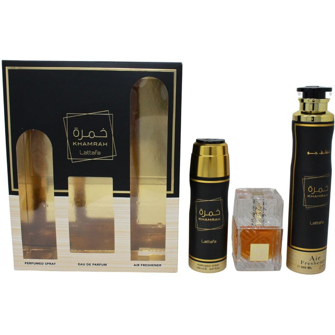 Lattafa Khamrah 3.4 Edp U+ 10.1 Air Freshner+ 6.7 Body Spray (128607)