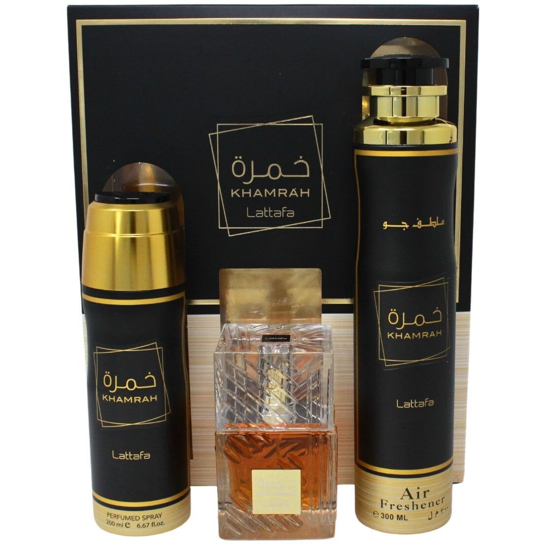 Lattafa Khamrah 3.4 Edp U+ 10.1 Air Freshner+ 6.7 Body Spray (128607)