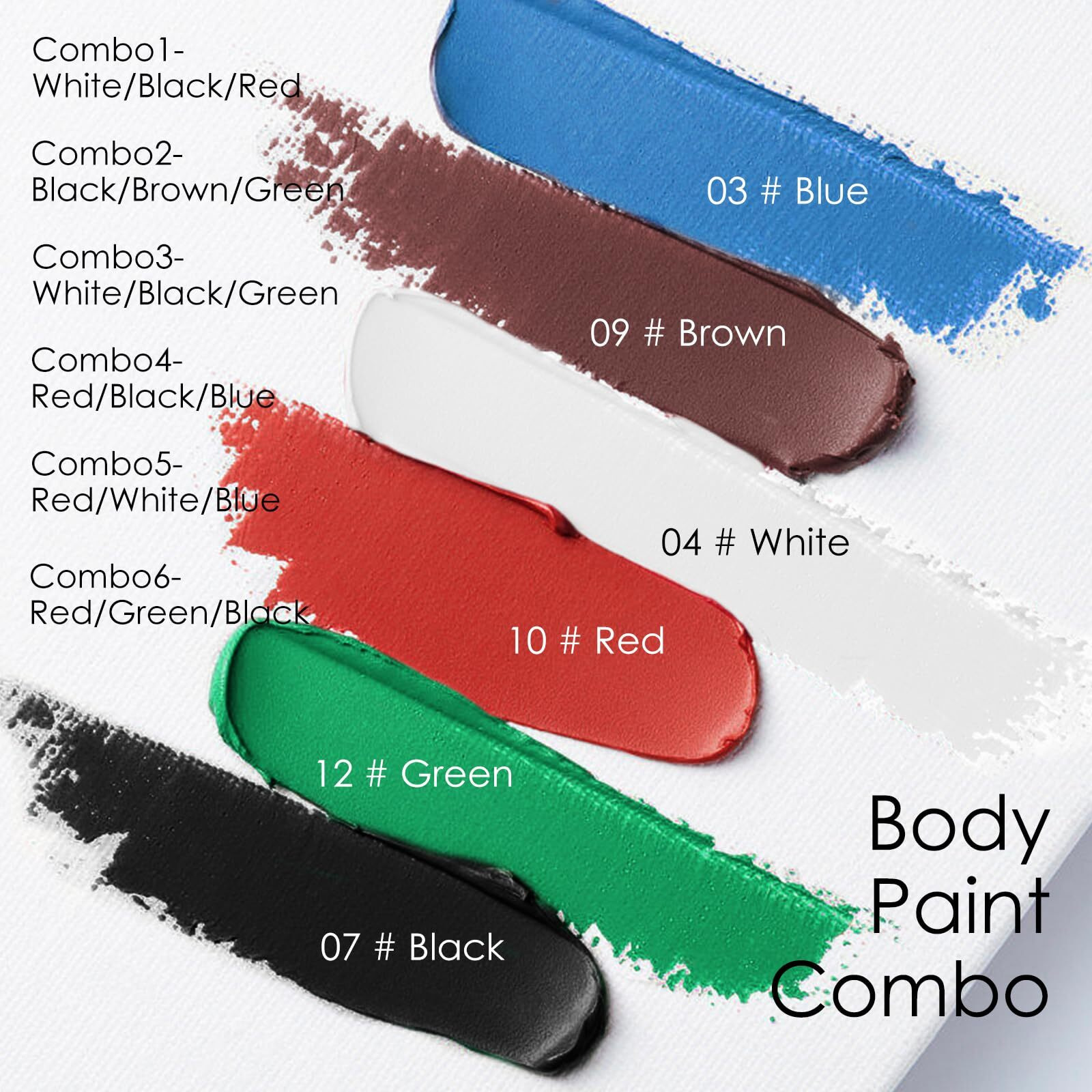 Freeorr 3 Colors Blue Black Red Face & Body Paint Stick, Eye Black Baseball Sticks For Baseball/Football/Halloween Accessories Vampire/Joker/Clown Makeup Cream Easy To Blend