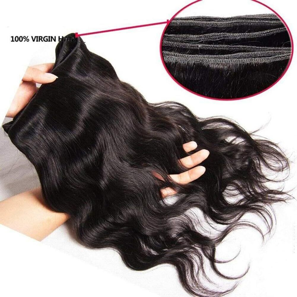 Body Wave Bundles 20 Inch 12A Human Hair Body Wave Bundles 100% Unprocessed Brazilian Virgin Hair Soft And Full Human Hair 1 Bundle Natural Black Weave Hair Extensions