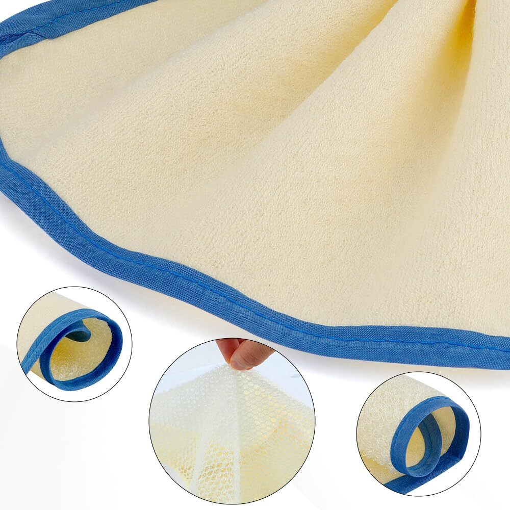 5 Pack Exfoliating Washcloth For Showering,Loofah Exfoliating Body,Face Wash Scrubber Exfoliatorscrubber,Scrubbers For Use In Shower,Wash Rags For Body,Blue Frame Exfoliating Towel