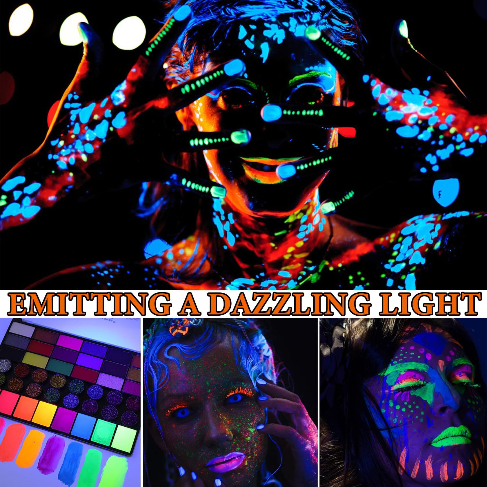 42 Colors Bruise Wheel For Special Effects,Halloween Face Body Paint Sfx Makeup,Light Green Witch Zombie Gamora Face Body Paint Oil Based Cosplay Theatrical Halloween Makeup Kit