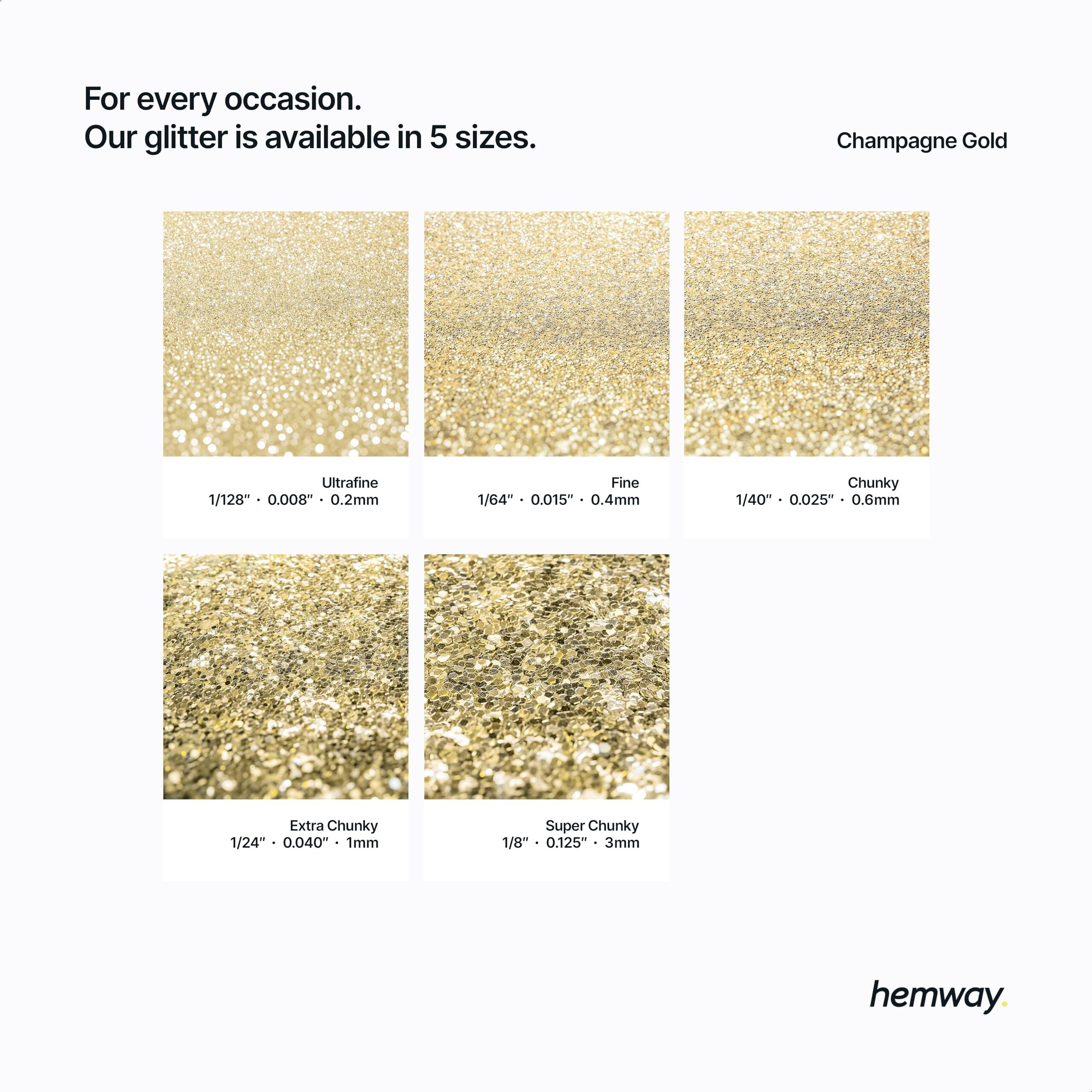 Hemway Biodegradable Glitter Eco Friendly - 100G/3.5Oz Bio Cosmetic Safe Sparkle Vegan For Face Eyeshadow Body Hair Festival Makeup Craft - Fine (1/64"" 0.015"" 0.4Mm) - Champagne Gold