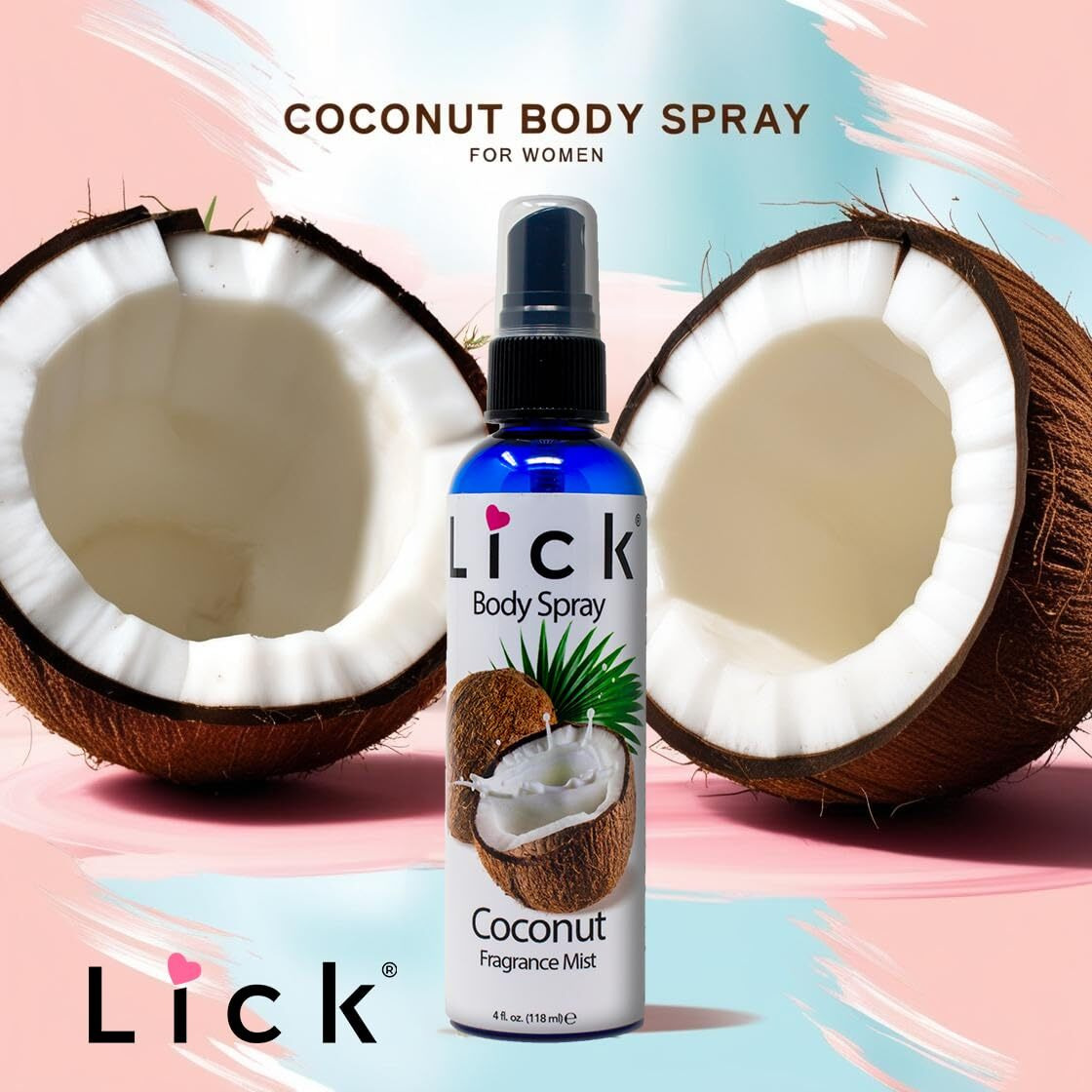 Lick Coconut Scented Body Spray - Creamy Fragrance Mist For Daily Refresh - 4 Fl Oz