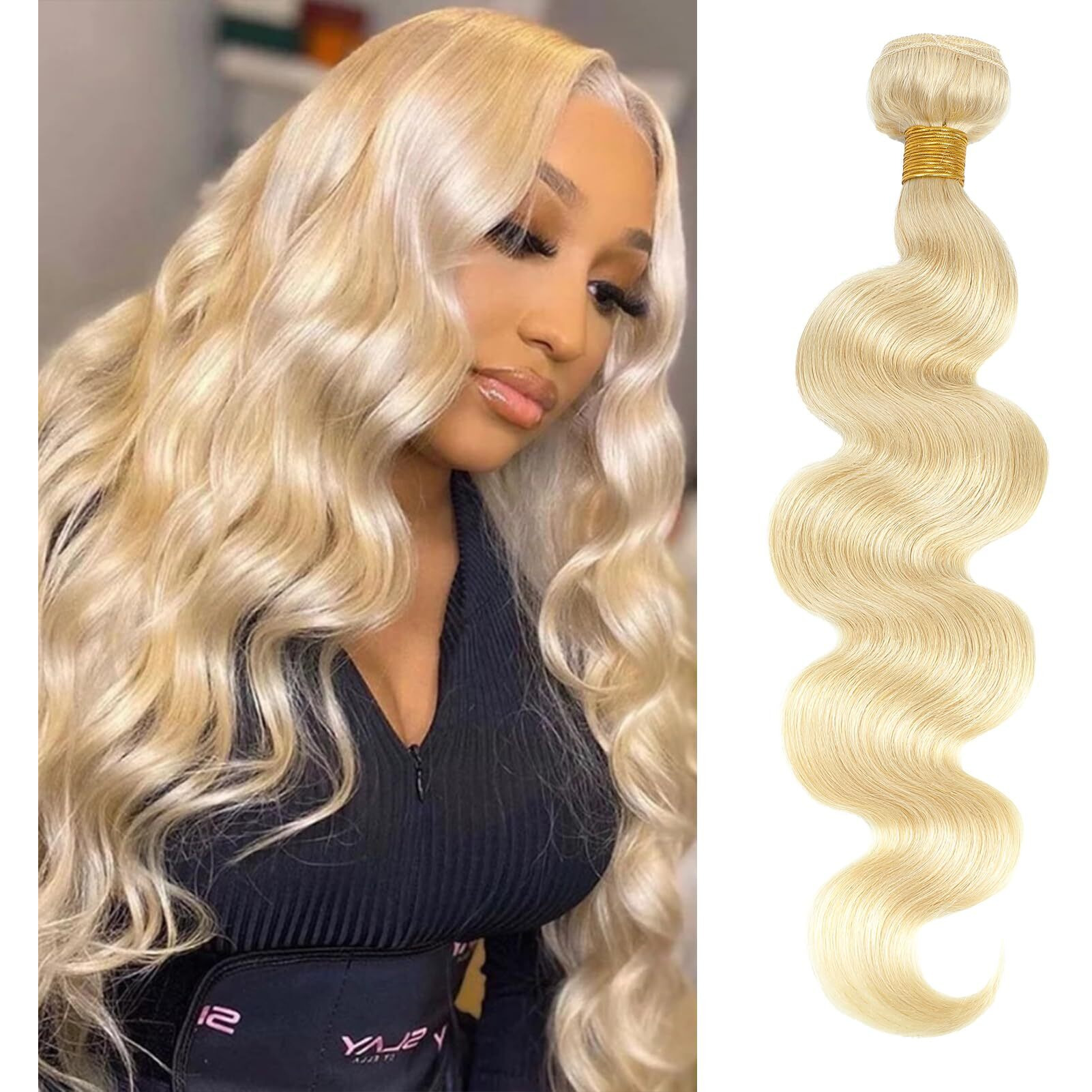 Dmkeep 613 Bundles Human Hair 20 Inch - 12A Blonde Body Wave Bundles 100% Unprocessed Brazilian Virgin Hair Single Bundle 100G Quick Weave Real Human Hair Extensions