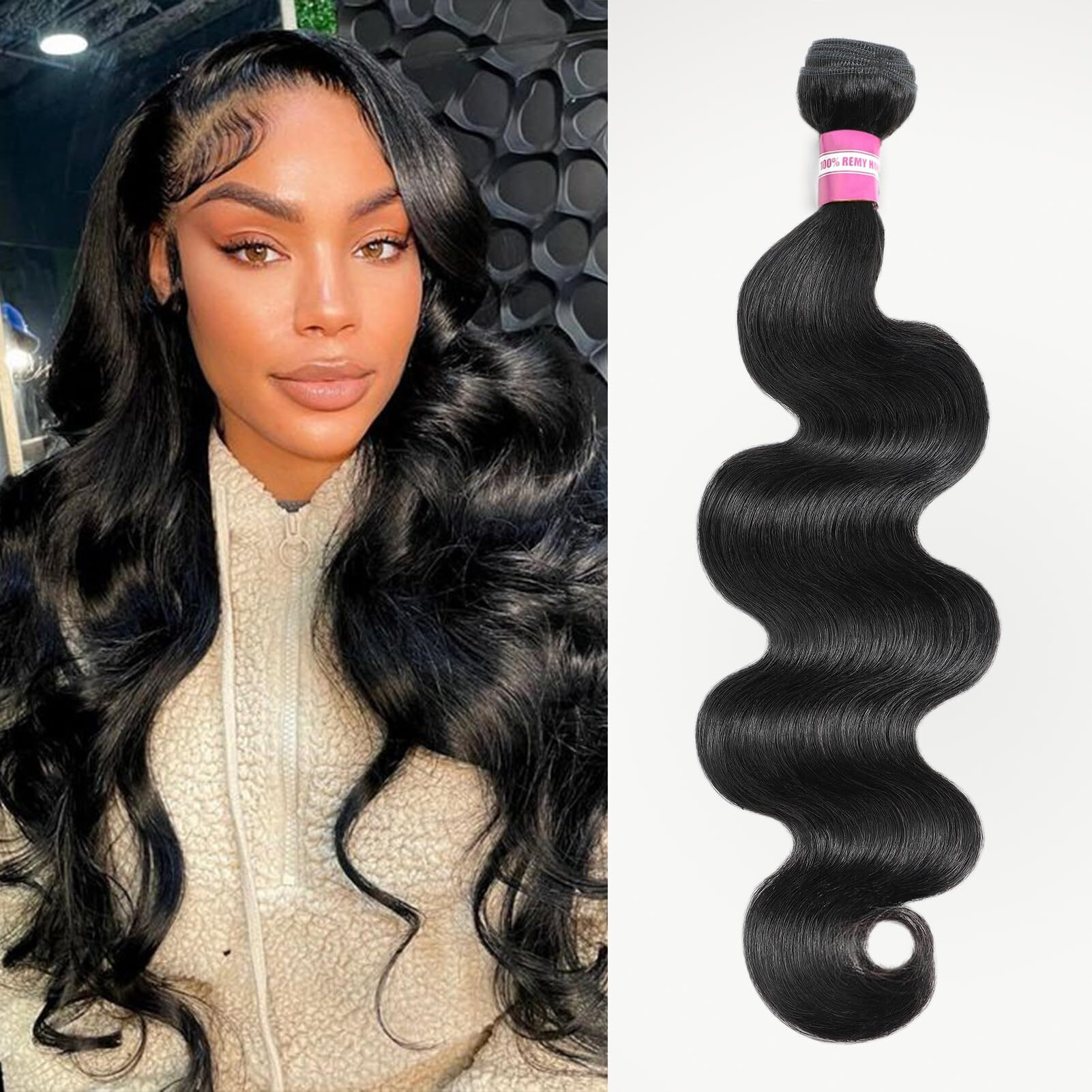Dmkeep 12A Human Hair Bundles 26 Inch Body Wave Bundles Human Hair 100% Unprocessed Brazilian Raw Virgin Hair Single Bundle Quick Weave Human Hair Extensions Natural Color
