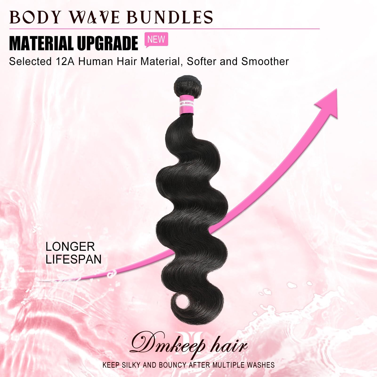 Dmkeep 12A Human Hair Bundles 26 Inch Body Wave Bundles Human Hair 100% Unprocessed Brazilian Raw Virgin Hair Single Bundle Quick Weave Human Hair Extensions Natural Color