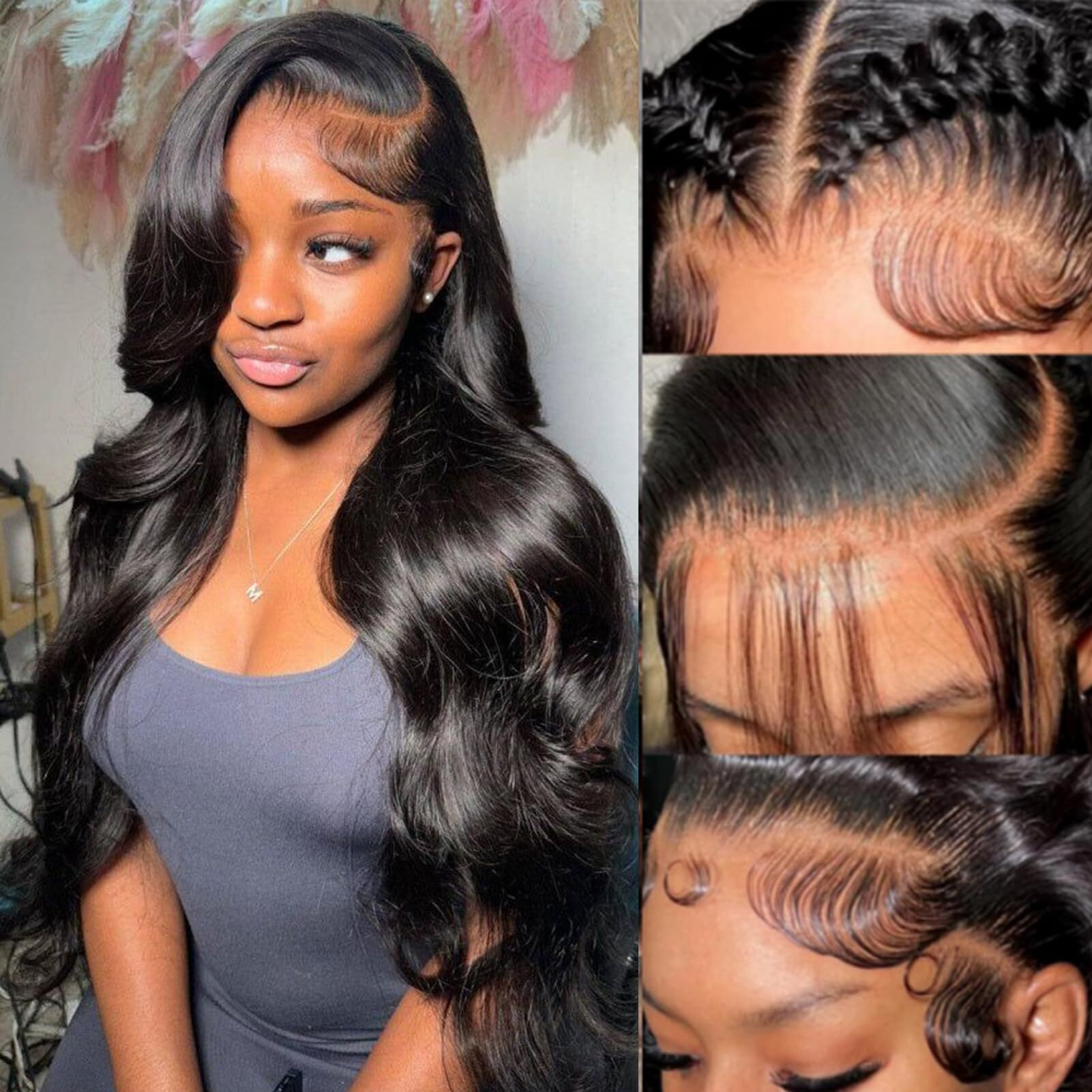 13X6 Hd Lace Front Wigs Human Hair Body Wave Human Hair Wig For Women 180% Density Brazilian Virgin Hair Pre Plucked Glueless Body Wave Wig Natural Black 24 Inch