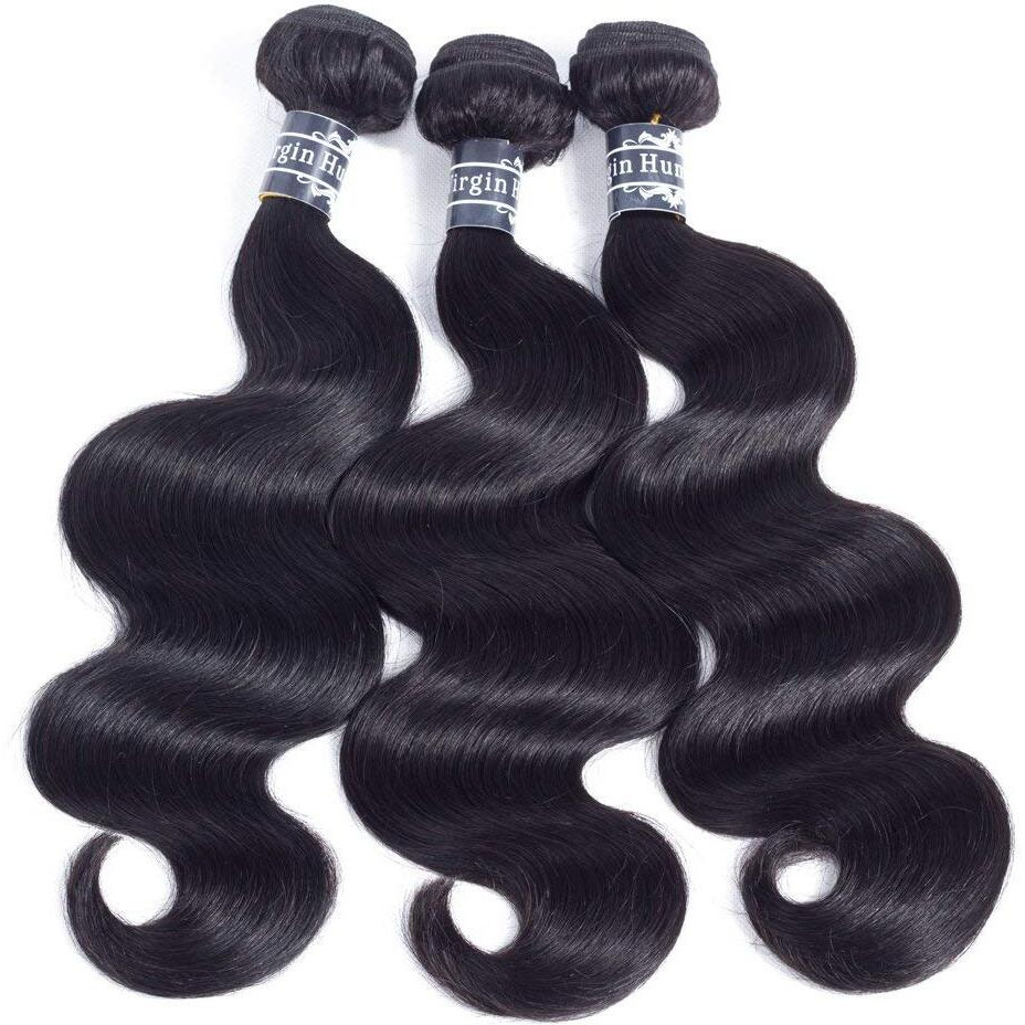Amella Hair 8A Brazilian Virgin Hair Body Wave 3 Bundles 100% Unprocessed Brazilian Body Wave Remy Human Hair Extensions Natural Black Color(18 20 20)