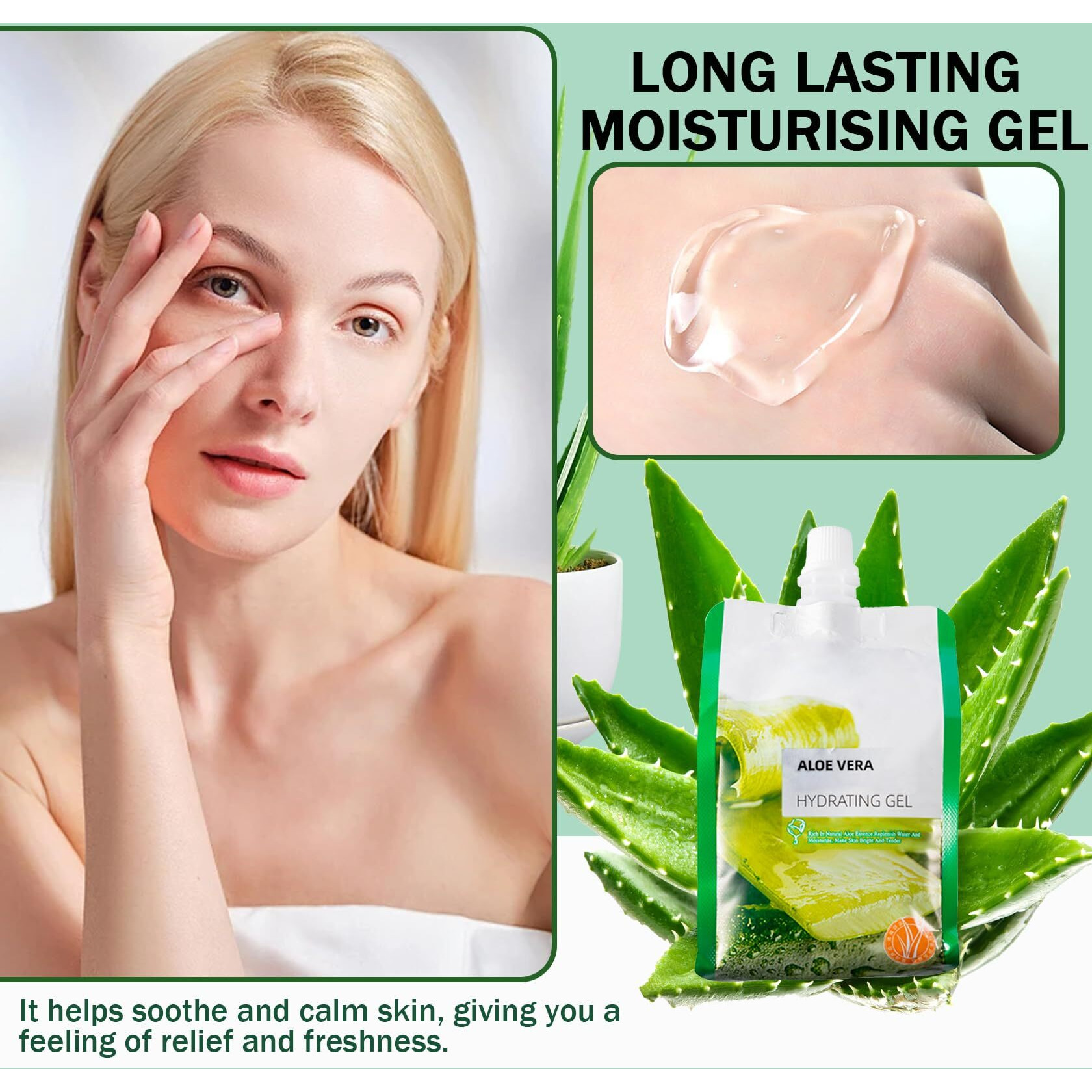 Moisturizing Gel For Face & Body,Non-Sticky Gel After Sun Aloe Lotion Skin Care,Fast Absorbing Long Lasting Refreshing Hydrating Face Moisturizer For All Skin Types 06