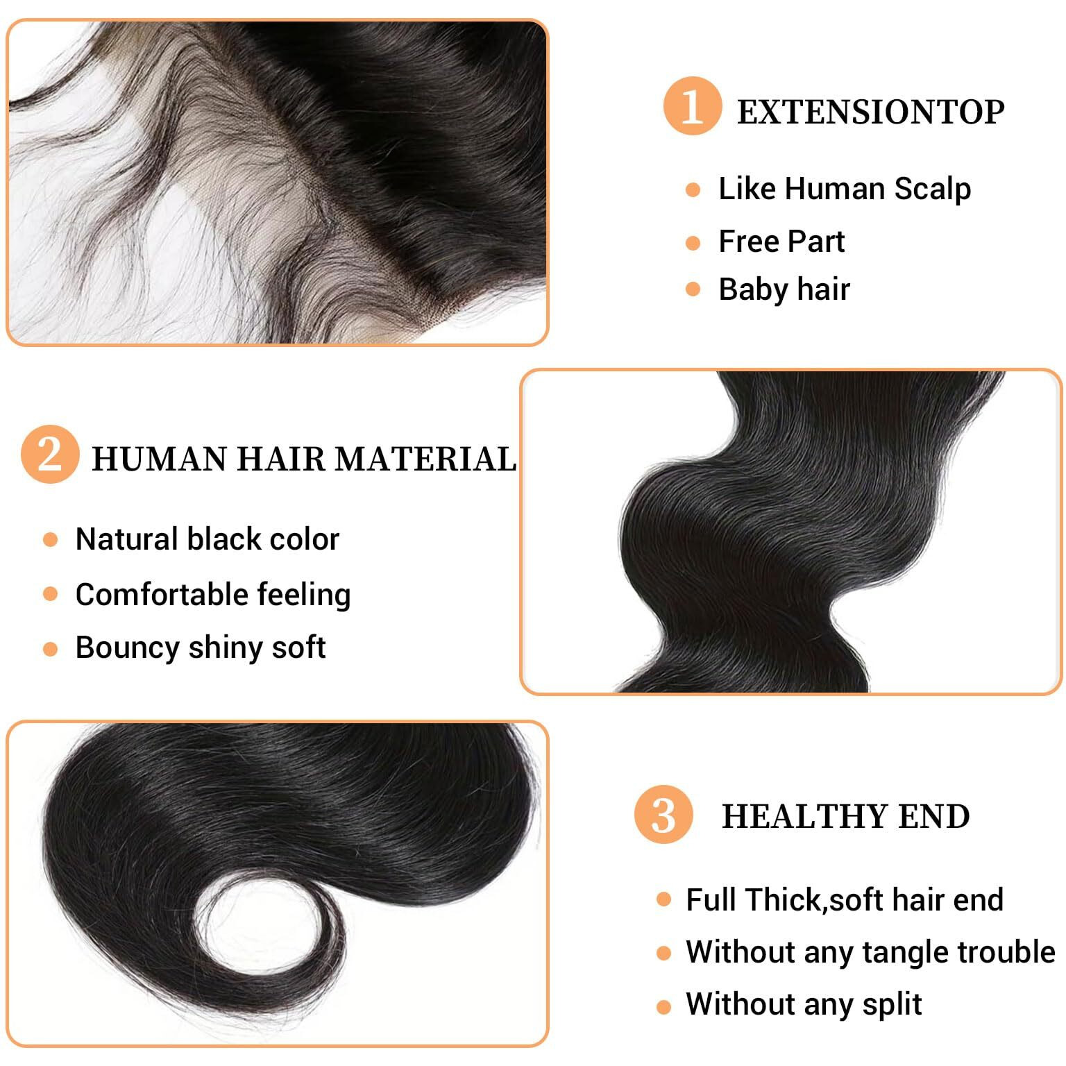 Hd Closure 5X5 Body Wave Transparent Lace 12A Virgin Remy Human Hair Closure Pre Plucked With Baby Hair Natural Black 12 Inch