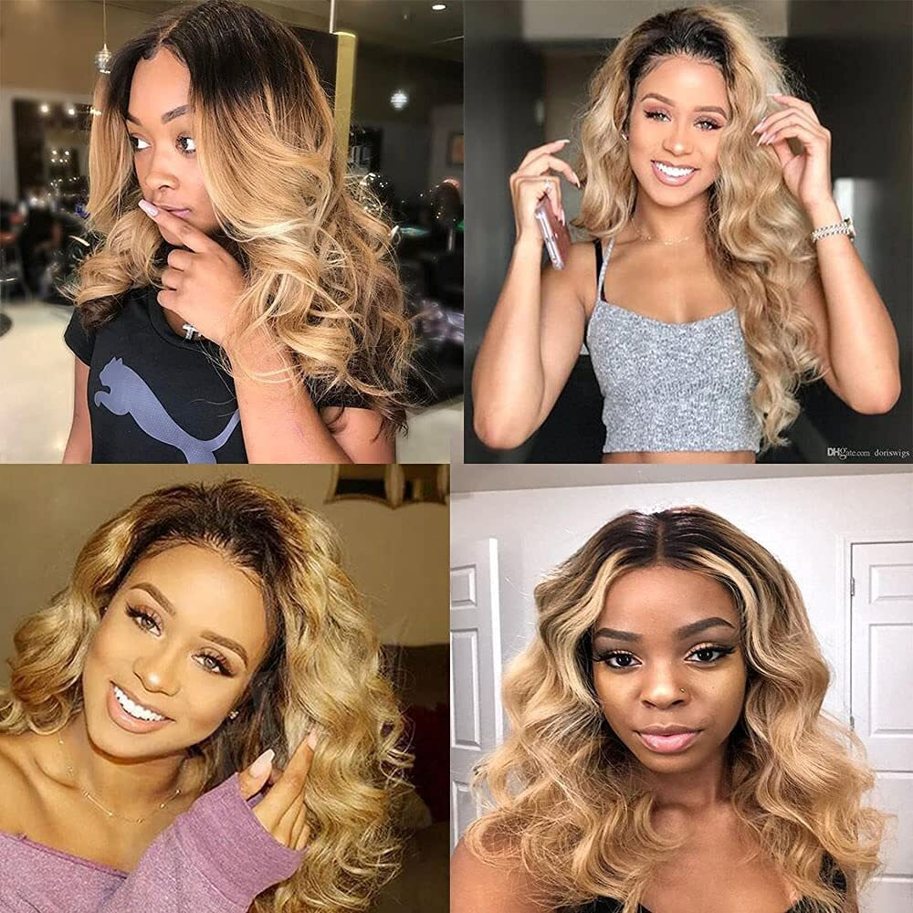10 12 14 Inch Ombre Human Hair Bundles 1B27 Honey Blonde Bunldes Body Wave Bundles Human Hair Wet And Wavy Hair Real Unprocessed Virgin Weave Hair