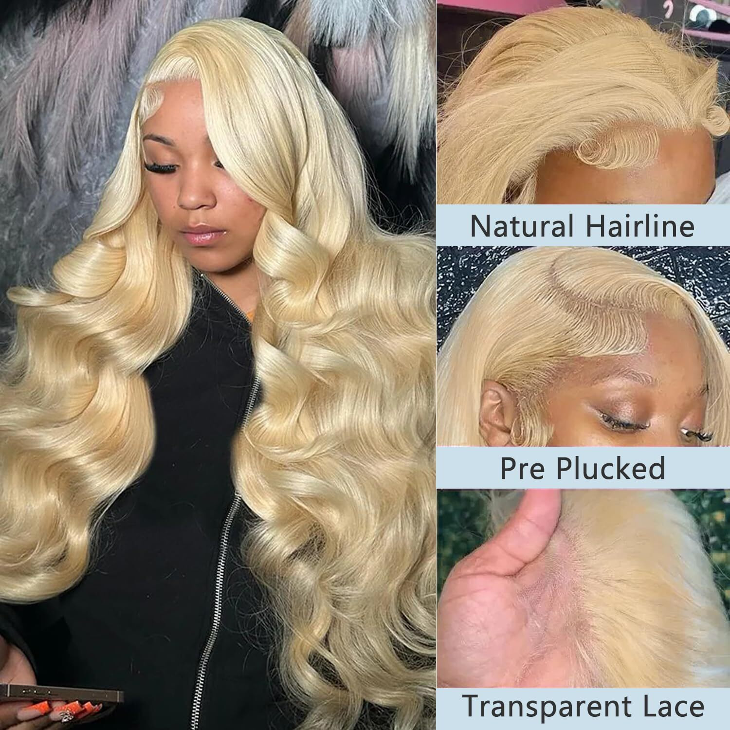 Luclueme 32 Inch 613 Lace Front Wig Human Hair 13X6 Blonde Body Wave 200 Density Blonde Wig Human Hair