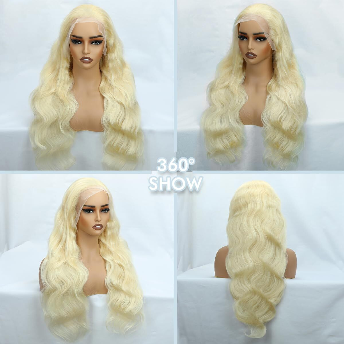 Luclueme 32 Inch 613 Lace Front Wig Human Hair 13X6 Blonde Body Wave 200 Density Blonde Wig Human Hair