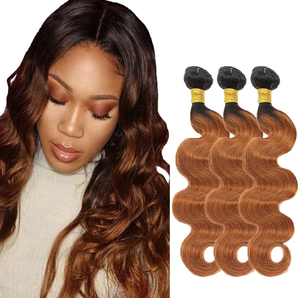 1B30 Ombre Brown Bundles Human Hair Body Wave 3 Bundles 26 28 30 Inch Unprocessed Brazilian Virgin Remy Dark Brown Body Wave Bundle Human Hair Extensions