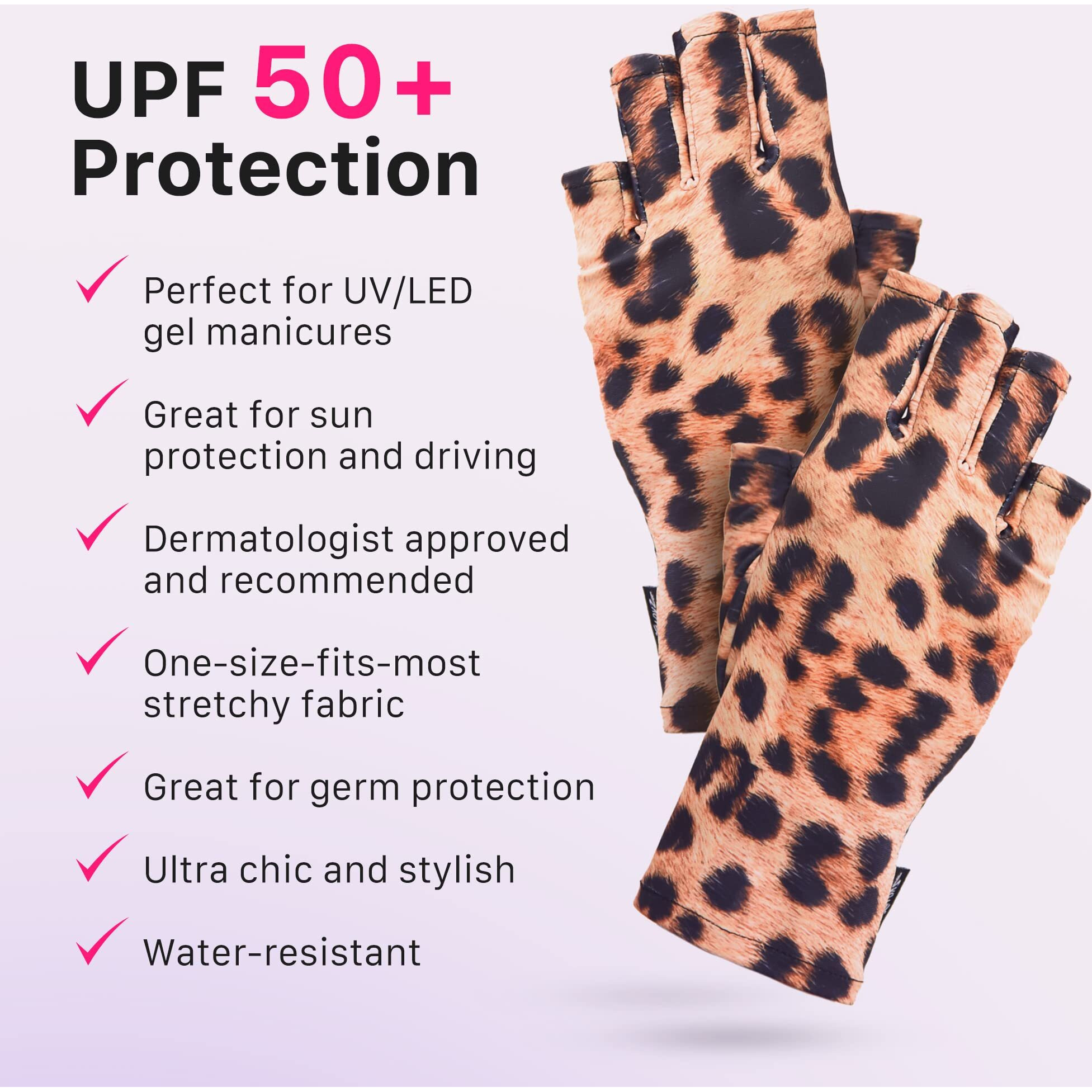 Maniglovz Original Upf 50+ Uv Light Protective Nail Gloves | Uv Shield Gel Manicure Gloves For Women, Anti-Fingerless Sun Protection Driving Accessory With Chain Of Love Print