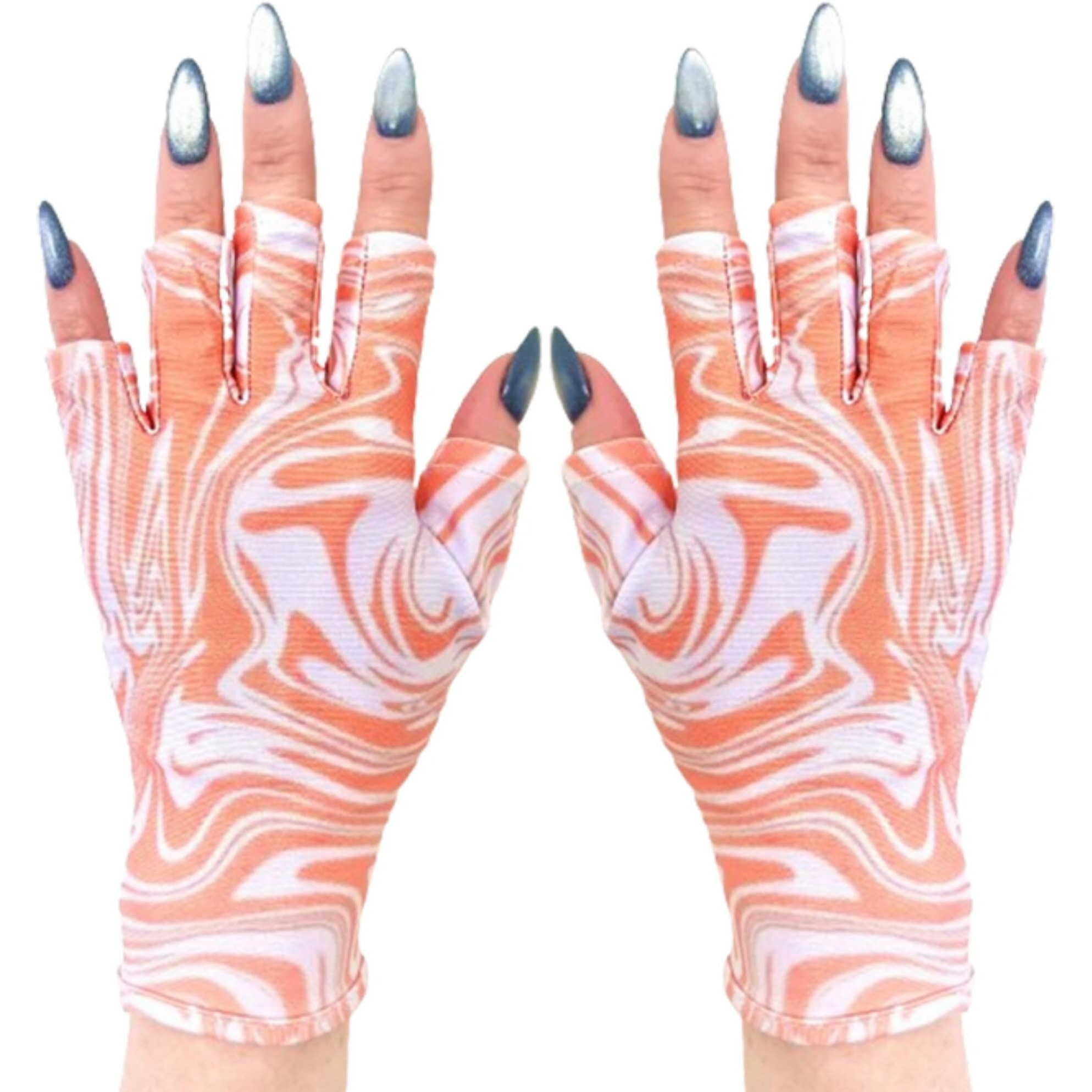 Maniglovz - The Original Upf 50+ Uv Light Protective Nail Gloves | Gel Manicure Gloves And Anti Uv Fingerless Gloves For Women | Can Be Used As Sun Protection Gloves For Driving | Tangerine Twirl