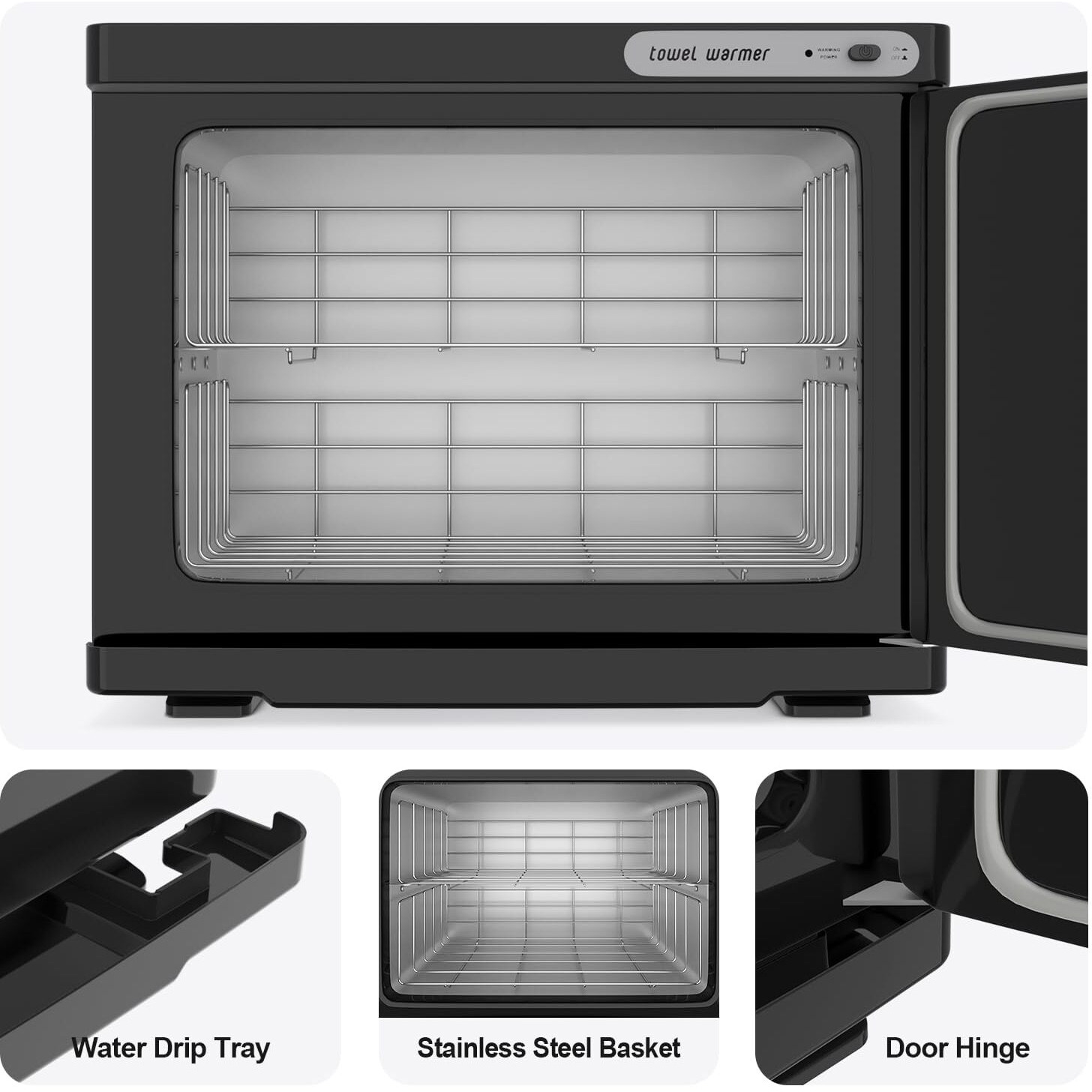 Stateriver Towel Warmer Cabinet, 23L Large Hot Bath Towel Warmer Heating Use For Facial Spa, Hair Beauty, Salon Equipment And Home- Black