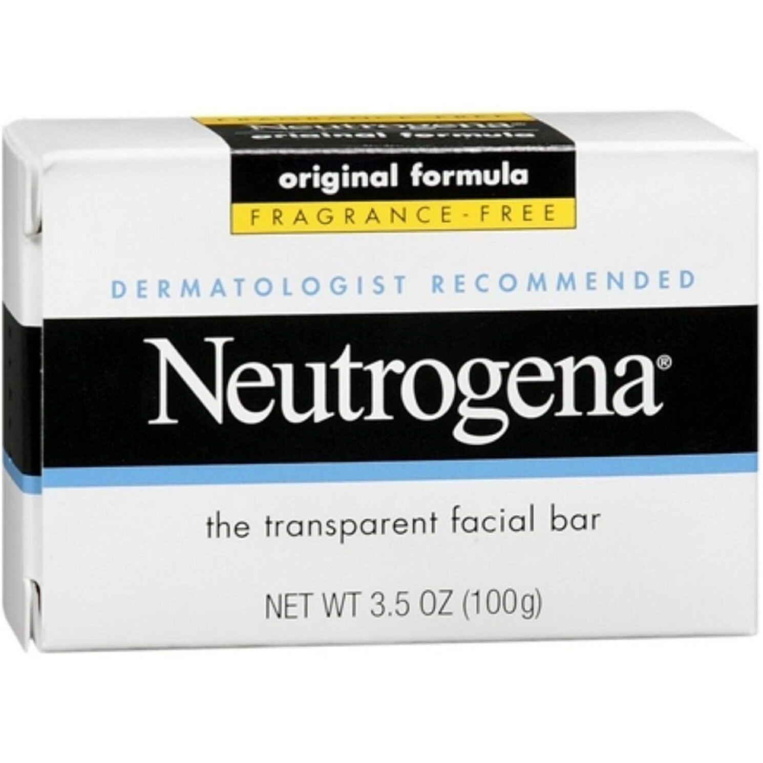 Neutrogena Transparent Facial Bar, Original Formula, Fragrance-Free, Pack Of 4 X 3.5 Oz.