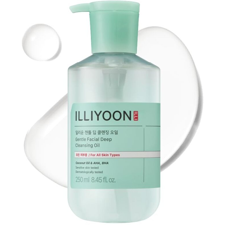 Illiyoon Gentle Deep Cleansing Oil | Lightweight Facial Cleanser With Coconut Oil & Aha/Bha For Makeup, Fragrance-Free, Sebum & Blackhead Removal, Korean Skin Care, 8.45 Fl.Oz.