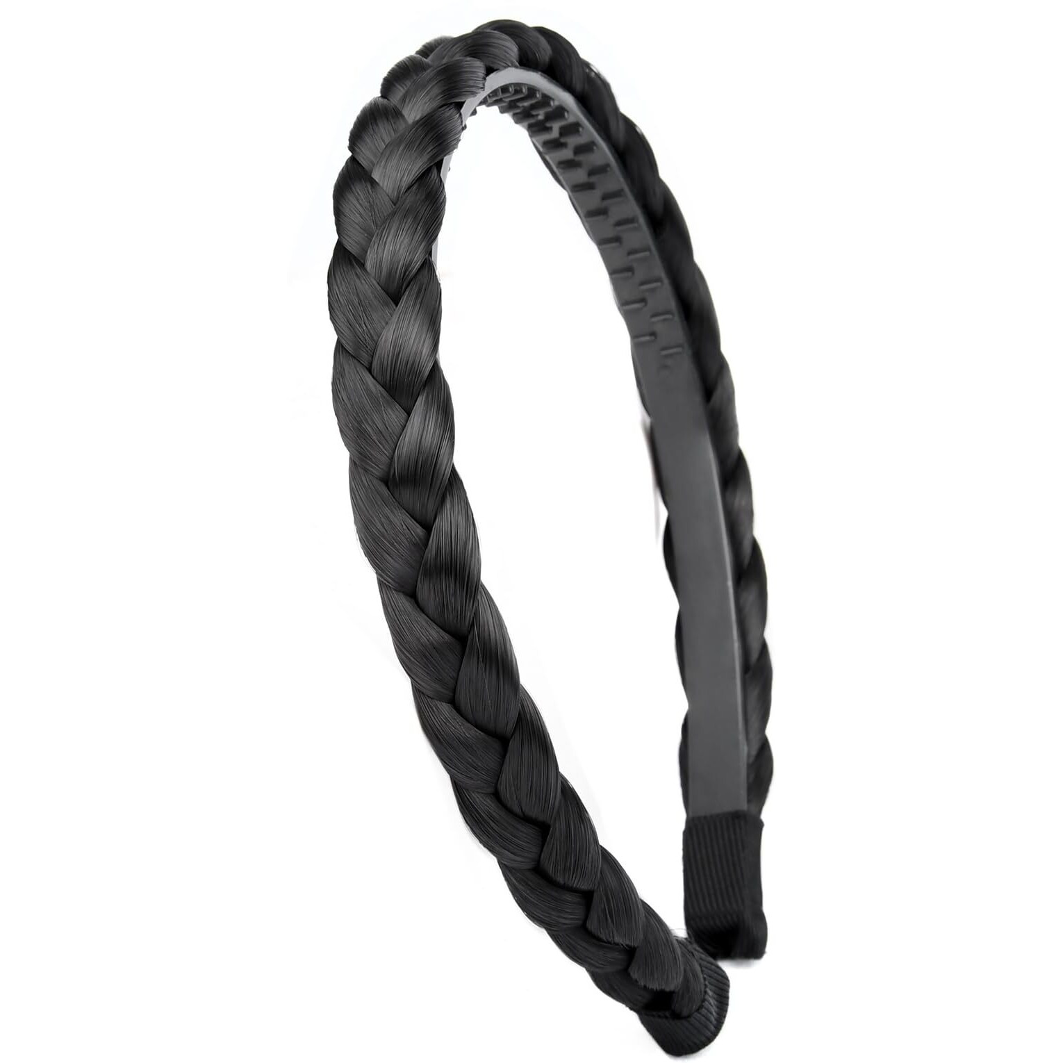 Oplira Braided Headband With Teeth Braids Hairband With Tooth Synthetic Hair Band Plaited Hairband For Women (Natural Black-0.6 Inches)