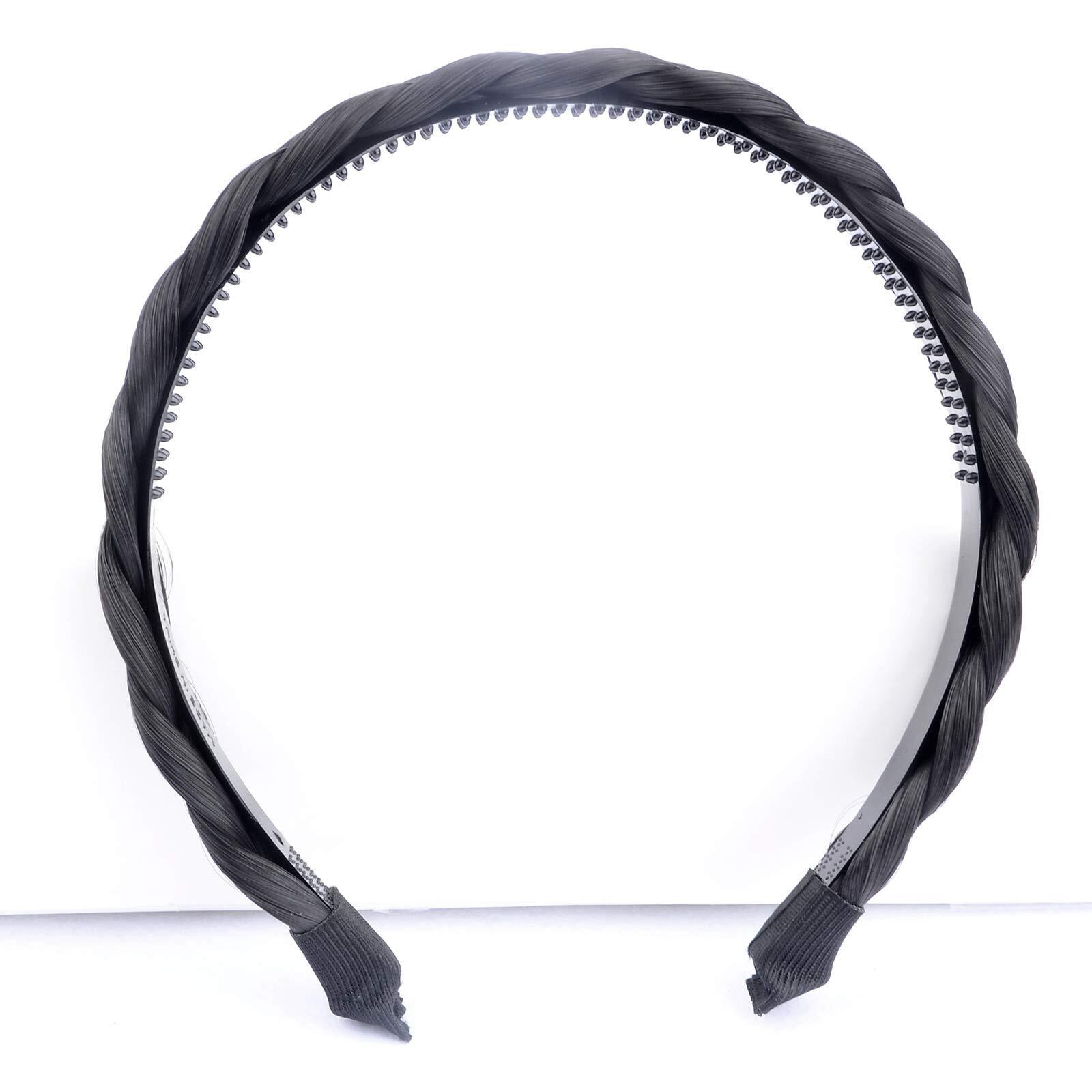 Oplira Braided Headband With Teeth Braids Hairband With Tooth Synthetic Hair Band Plaited Hairband For Women (Natural Black-0.6 Inches)