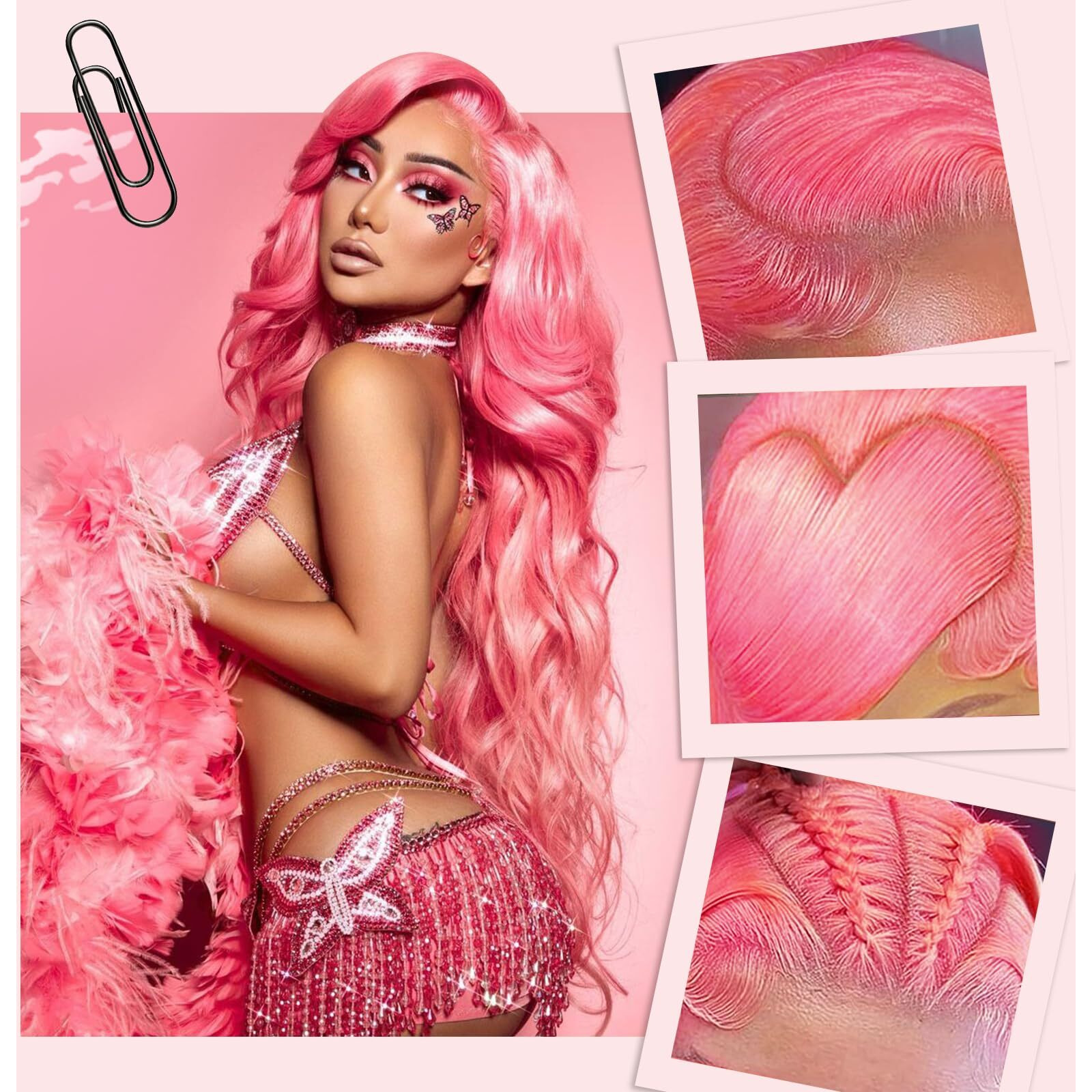 Aay 26 Inch Pink Human Hair Wig 13X4 Lace Front Wigs Human Hair 200 Density Body Wave Human Hair Wig Pre Plucked With Baby Hair Glueless Frontal Wigs Human Hair