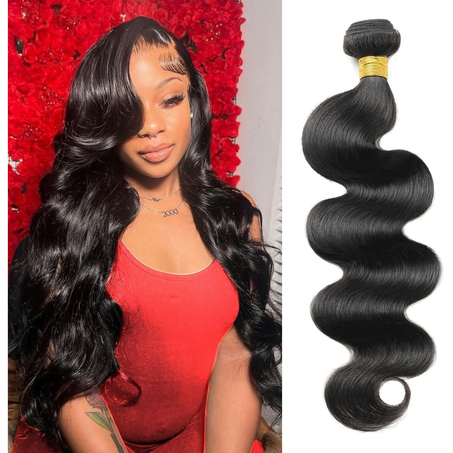 12A Human Hair Bundles 18 Inch Body Wave Bundles Human Hair 100% Unprocessed Brazilian Virgin Weave 1 Bundle For Women Natural Black Wavy Human Hair Extensions