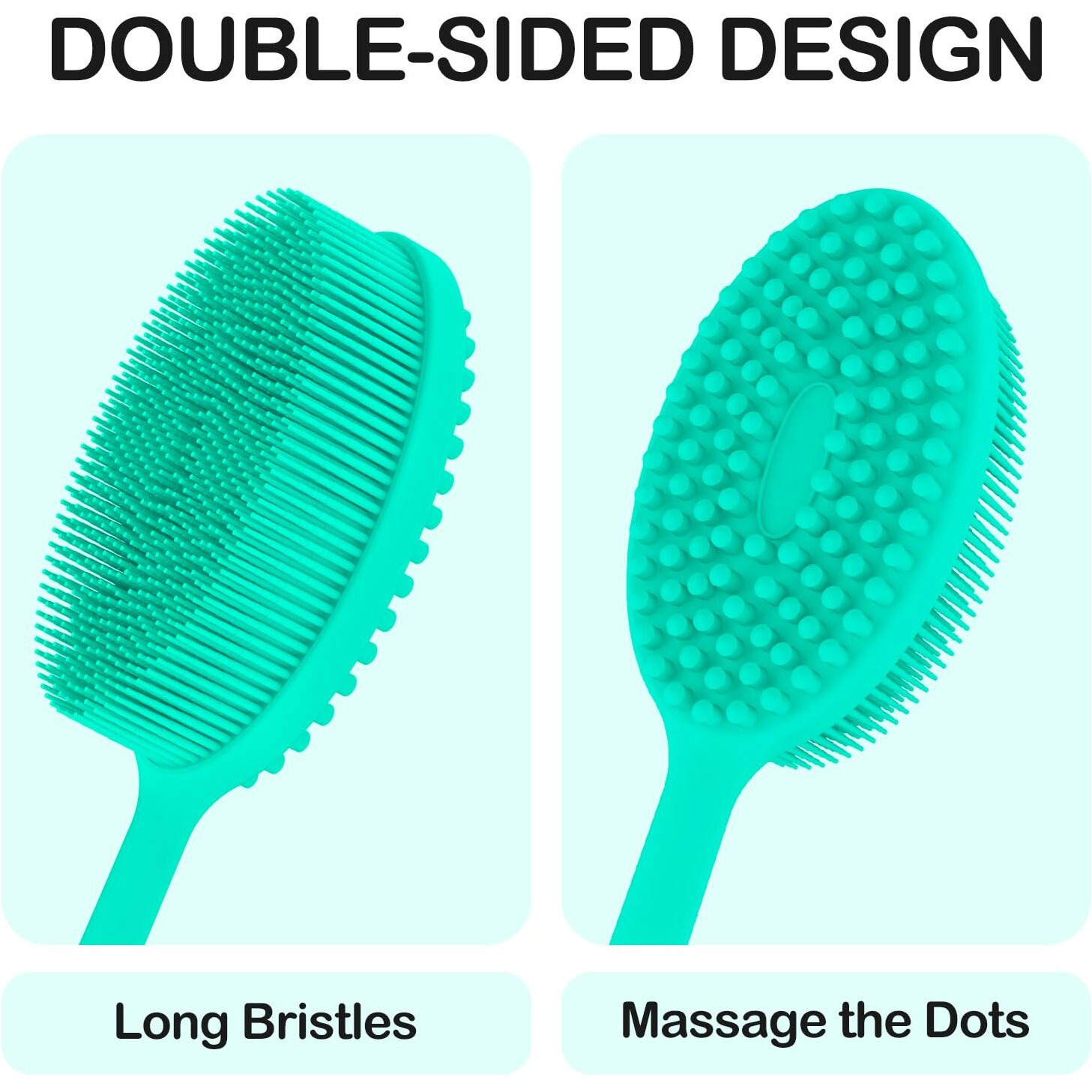 Mateeylife Silicone Body Scrubber Exfoliator With Handle, Gentle Back Scrubber For Shower, Shower Brush For Body, Bath Back Brush For Shower, Silicone Loofah Body Scrubber, Bath Scrubber For Body