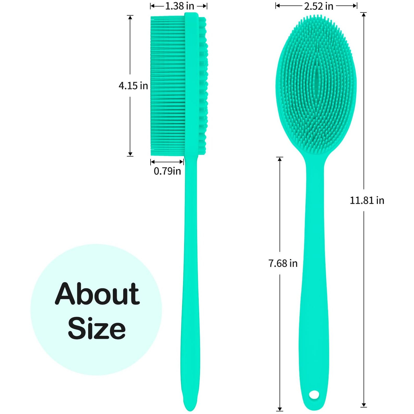 Mateeylife Silicone Body Scrubber Exfoliator With Handle, Gentle Back Scrubber For Shower, Shower Brush For Body, Bath Back Brush For Shower, Silicone Loofah Body Scrubber, Bath Scrubber For Body