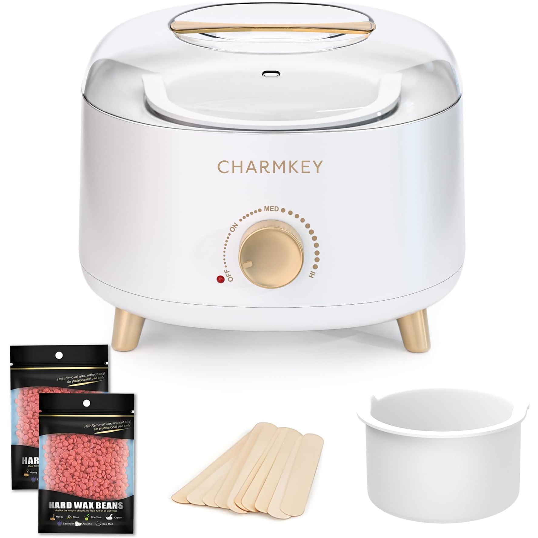 Charmkey Waxing Kit For Women With 200G Hard Wax Beads, 10 Applicator Sticks, Wax Warmer With 16.91Oz Silicone Bowl, Wax Machine For Hair Removal At Home For Face, Full Body, Eyebrow, Bikini