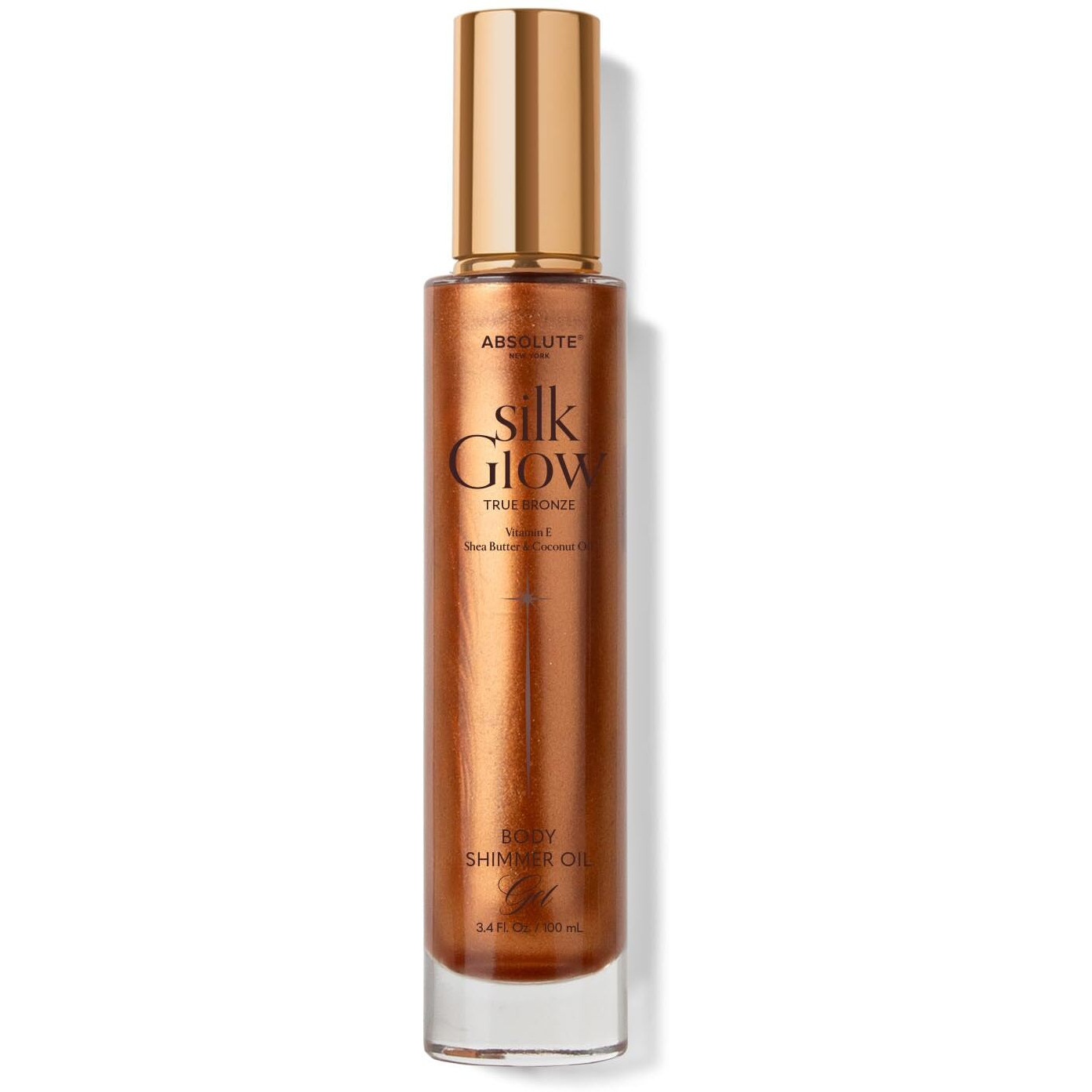 Absolute New York - Silk Glow Shimmer Mist True Bronze Gel | Glow, Radiant, Shimmer Oil Body & Face & Hair, Shea Butter, Coconut Oil, Vitamin E