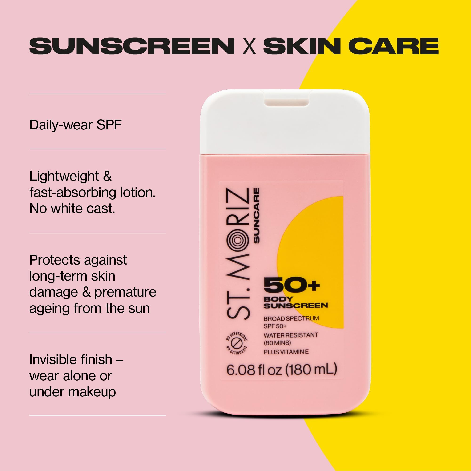 St Moriz Suncare Spf - Sunscreen - Broad Spectrum Protection Water Resistant Sunscreen Moisturizing Lotion + Vitamin E - Oxybenzone & Octinoxate Free - Vegan - Body, 50, Sun Protection Factor (Spf)