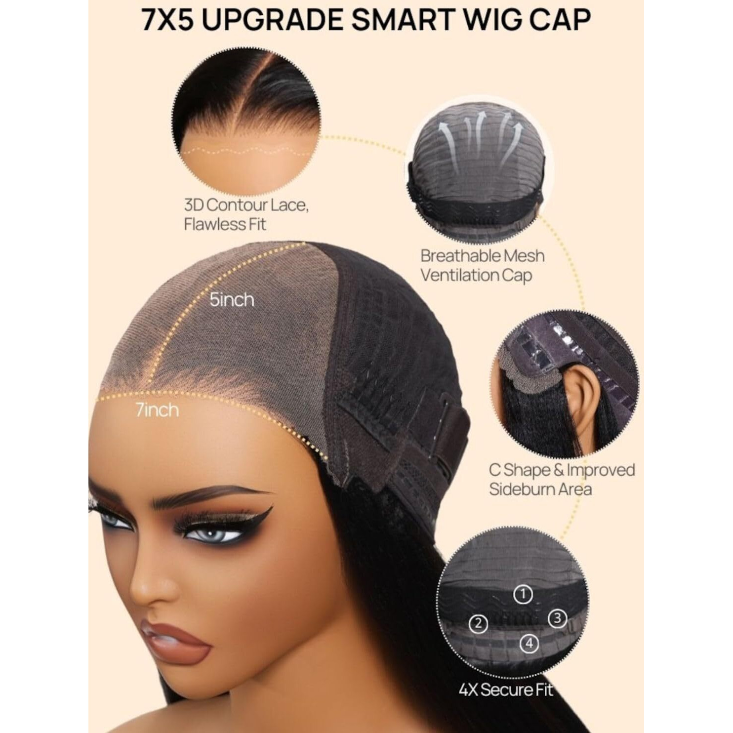 Beauty Forever Bye Bye Knots Body Wave Glueless Wig Rich Chocolate Brown With Highlights Fluffy Layers Curtain Bangs 7X5 Lace Closure Pre Cut Pre Plucked Human Hair Wear Go Wig 150% Density 24Inch