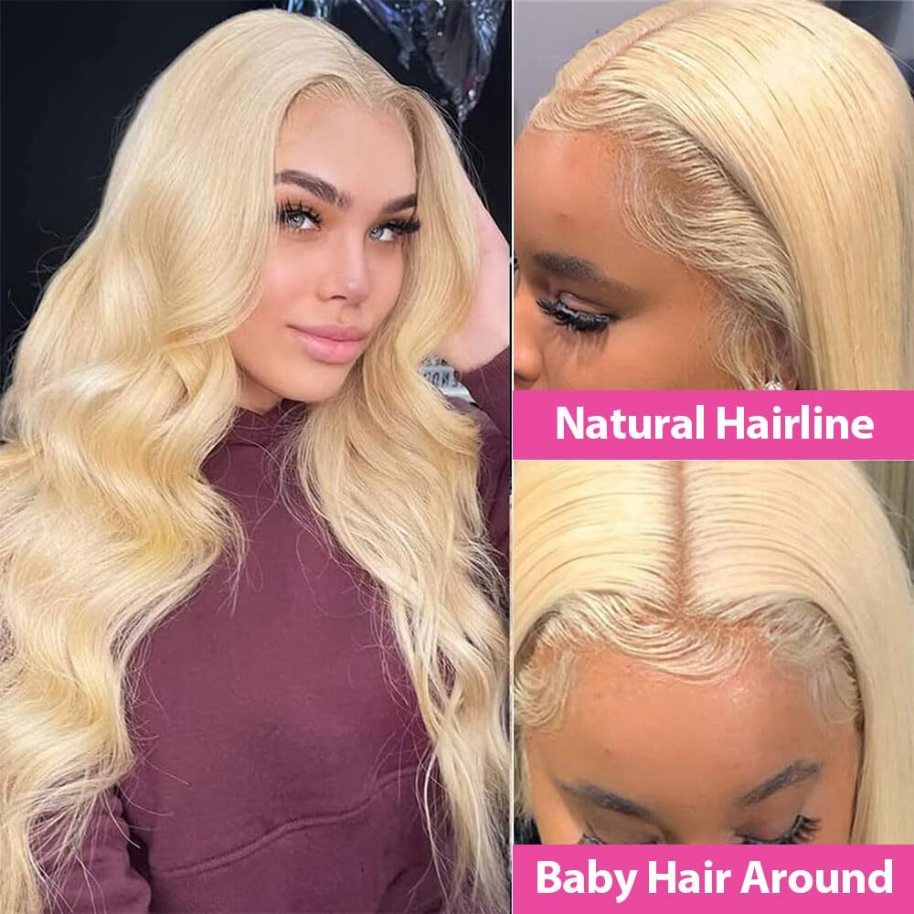 Ying Guan 613 Lace Front Wigs Human Hair 250% Density 5X5 Blonde Lace Front Wigs Human Hair Pre Plucked Glueless Wigs Human Hair 12A Body Wave Wigs For Women Lace Frontal Wig 26Inch
