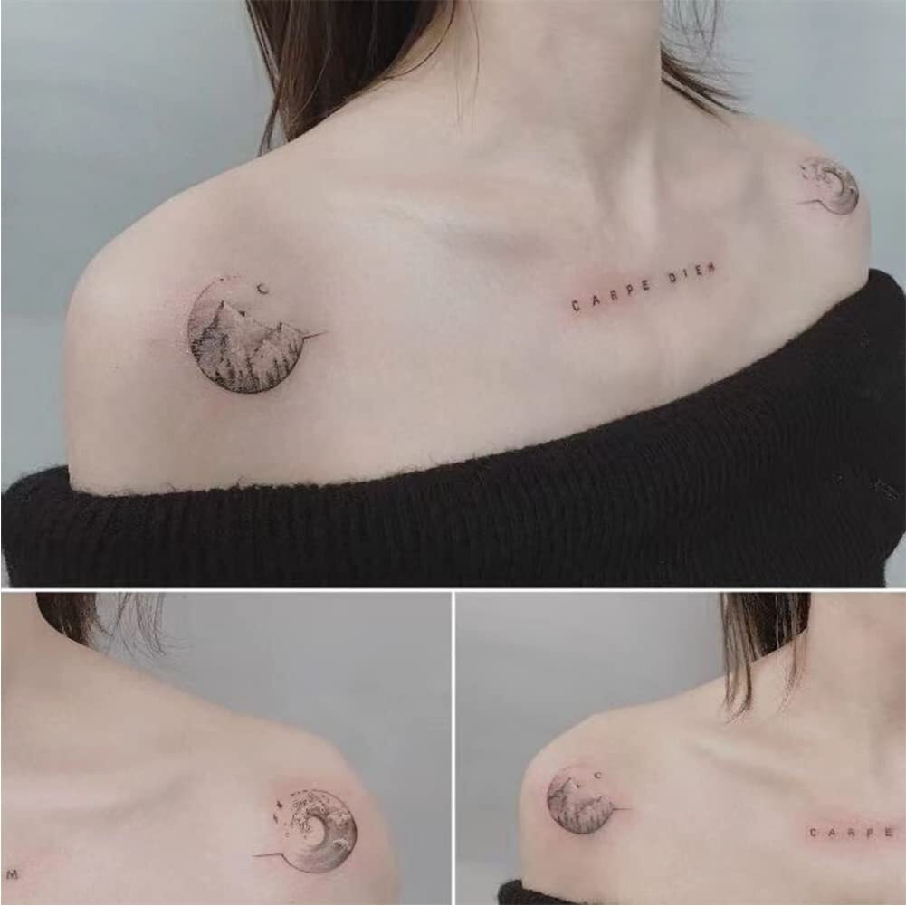 Temporary Tattoo Of Fantasy Starry Sky , Waterproof Colorful Temporary Tattoos Fake Tattoos That Look Real And Last Long Tattoo Stickers Watercolor Mixed Style Body Art Temporary Tattoos For Women Girls Kids (Navy Blue)